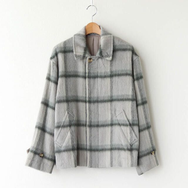 image of Auralee Aw20 Suri Alpaca Shaggy Check Blouson in Grey, Men's (Size Medium)