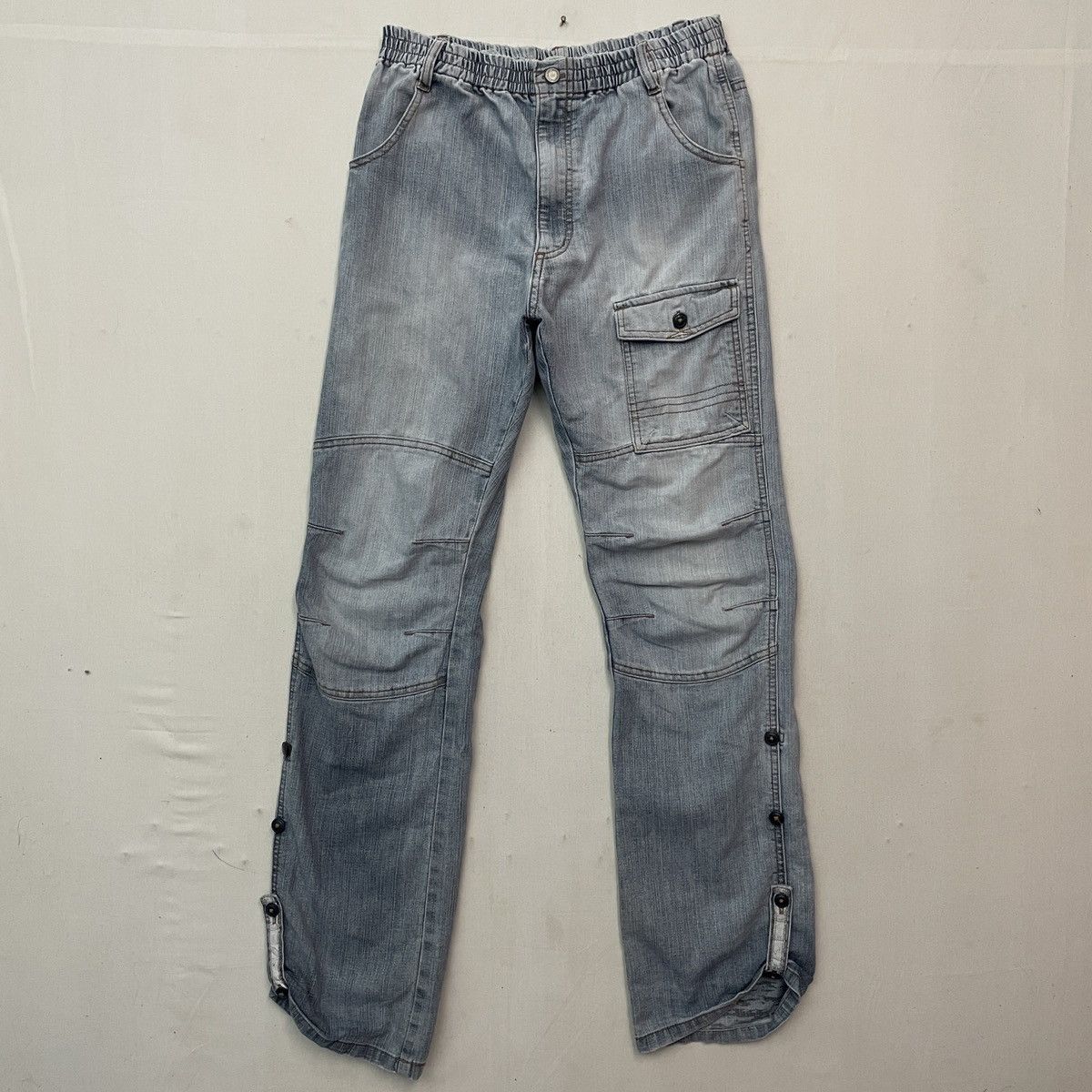 Japanese Brand Vintage Japanese Faded Denim Cargo Pants Size US 31 - 1 Thumbnail