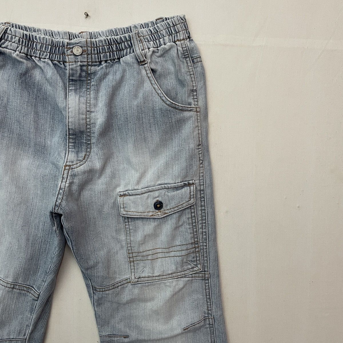 Japanese Brand Vintage Japanese Faded Denim Cargo Pants Size US 31 - 2 Thumbnail