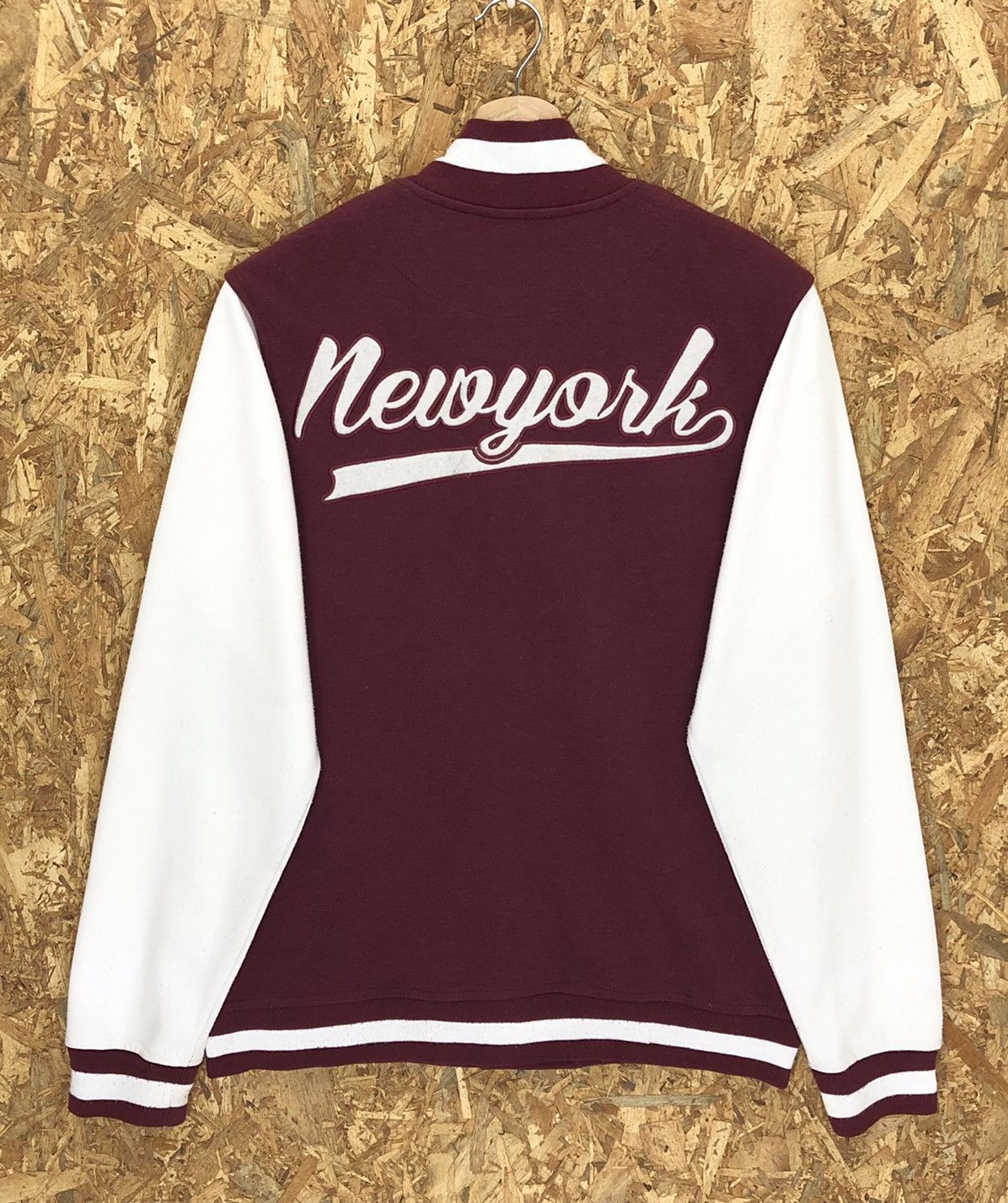 Vintage New York Embroidery Logo Button Up Jacket Sweatshirt