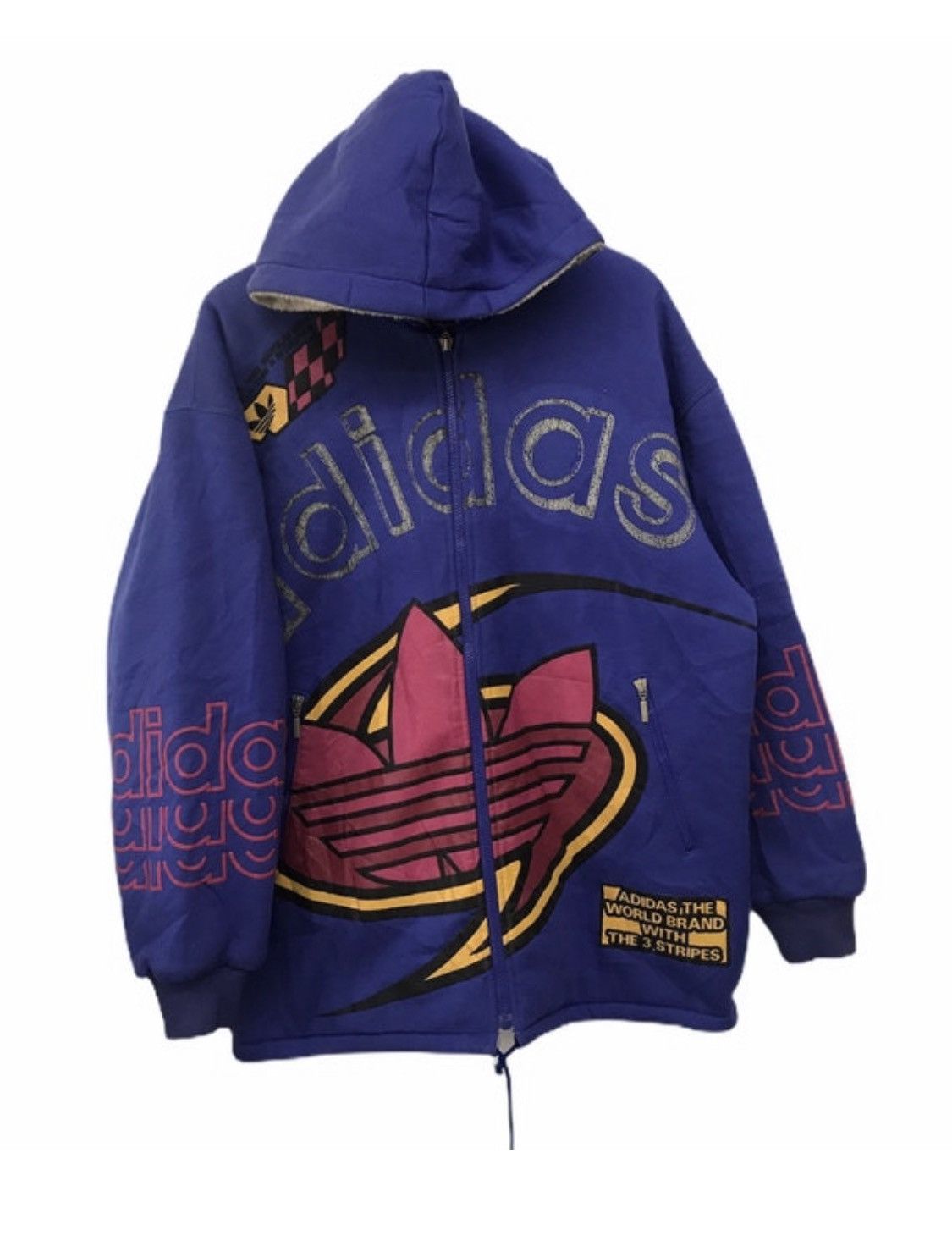 Adidas × Vintage Adidas overbig logo mix sherpa lining inside warm sweater Size US M / EU 48-50 / 2 - 1 Thumbnail