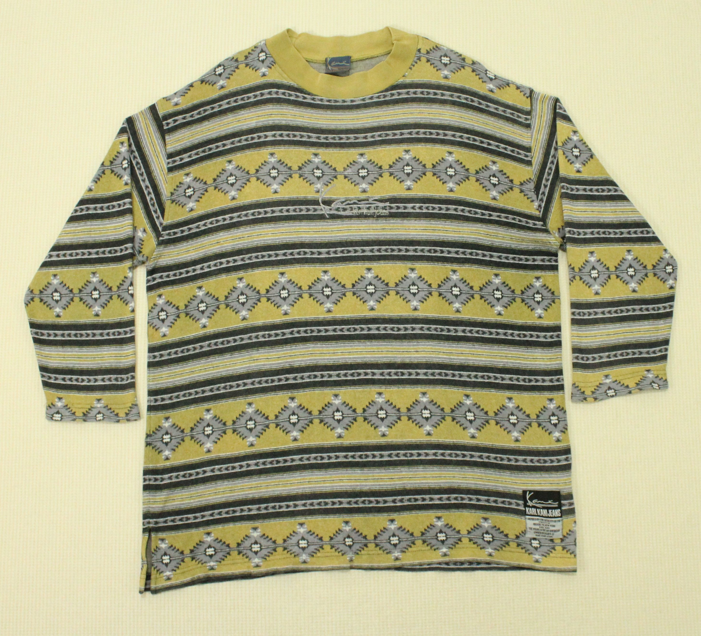 Karl Kani Vintage KARL KANI Shirt Aztec Tribal Quarter Sleeve Size US L / EU 52-54 / 3 - 6 Thumbnail