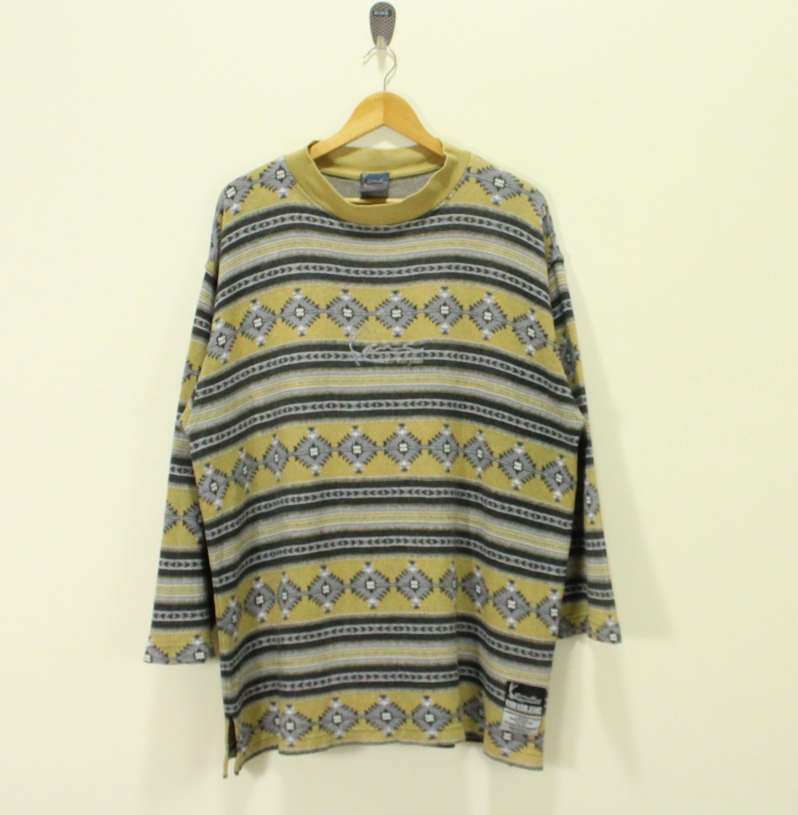 image of Jnco x Karl Kani Vintage Karl Kani Shirt Aztec Tribal Quarter Sleeve, Men's (Size Large)