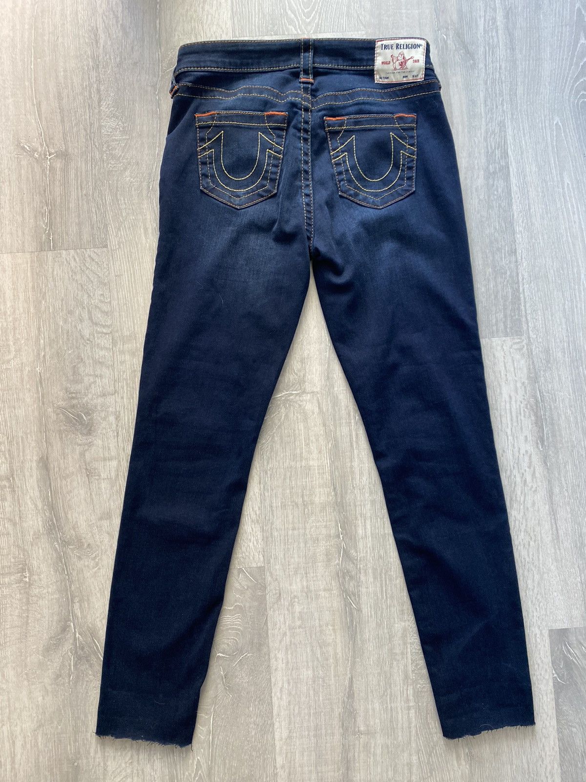 True Religion × Vintage True Religion vintage navy jeans orange stitching Size US 29 - 2 Thumbnail