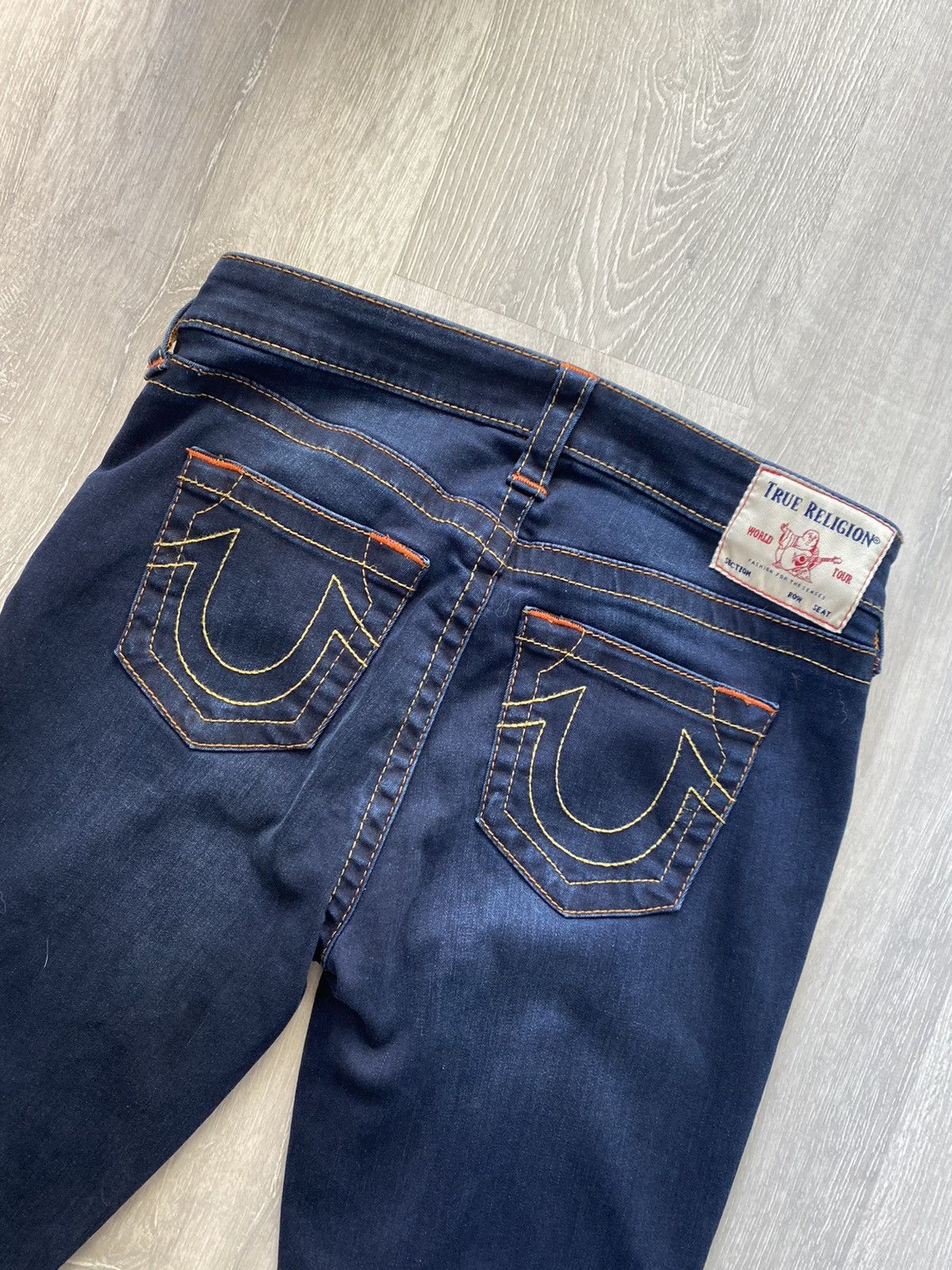 True Religion × Vintage True Religion vintage navy jeans orange stitching Size US 29 - 1 Thumbnail