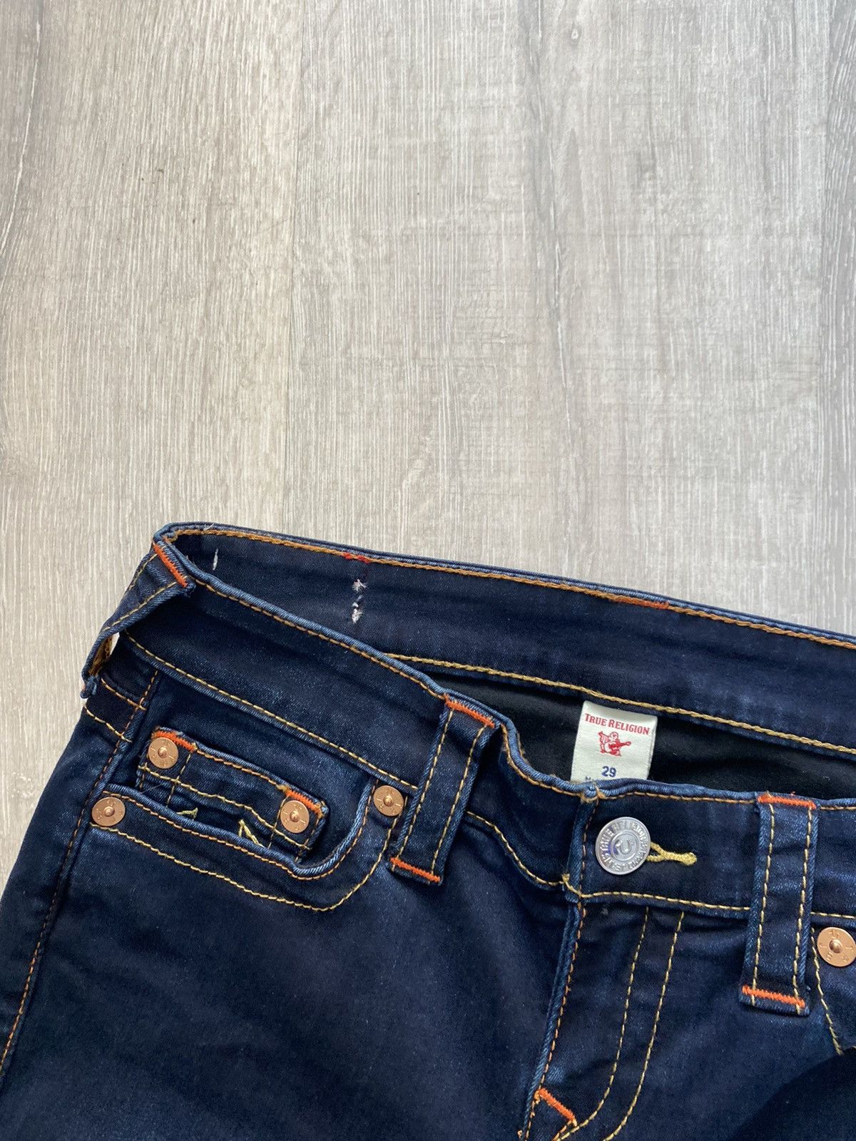True Religion × Vintage True Religion vintage navy jeans orange stitching Size US 29 - 6 Thumbnail