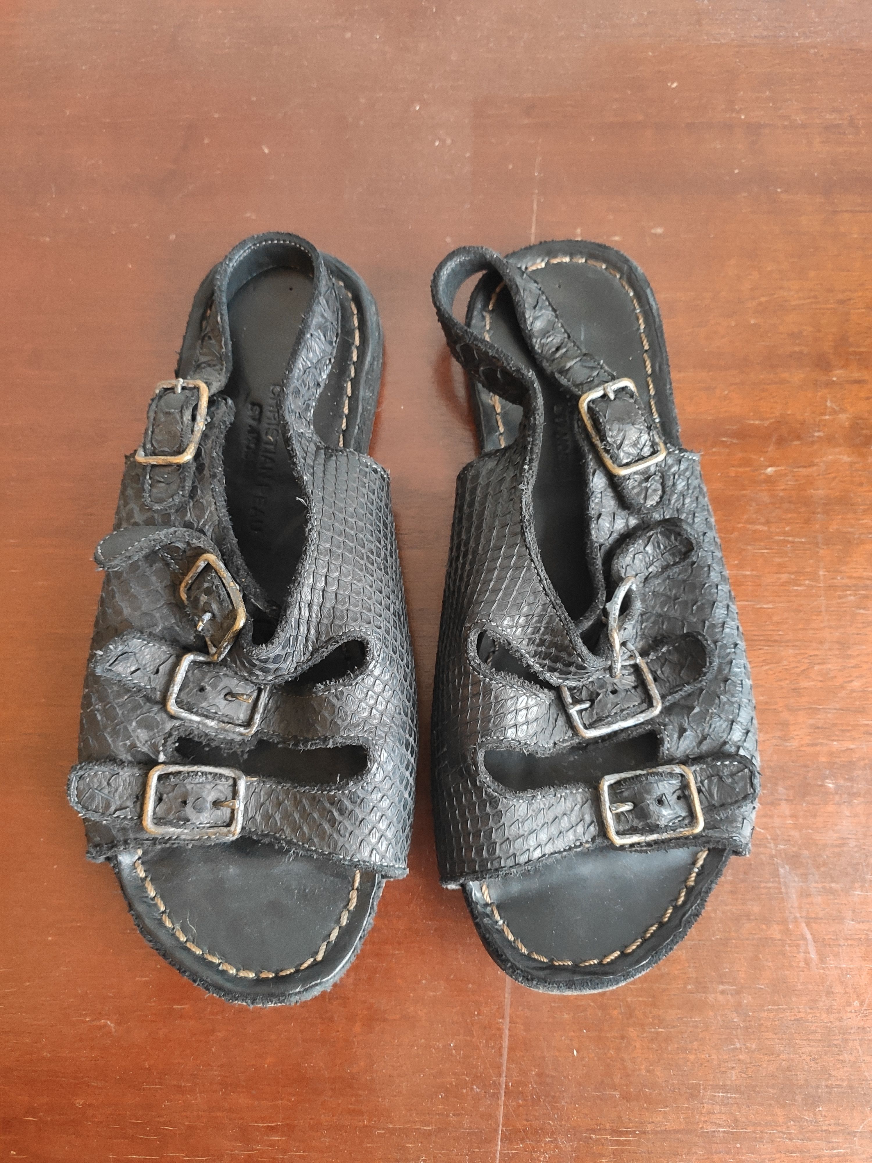 CHRISTIAN PEAU PYTHON SKIN SANDALS.Like Guidi or Uma Wang Size US 8.5 / IT 38.5 - 2 Thumbnail