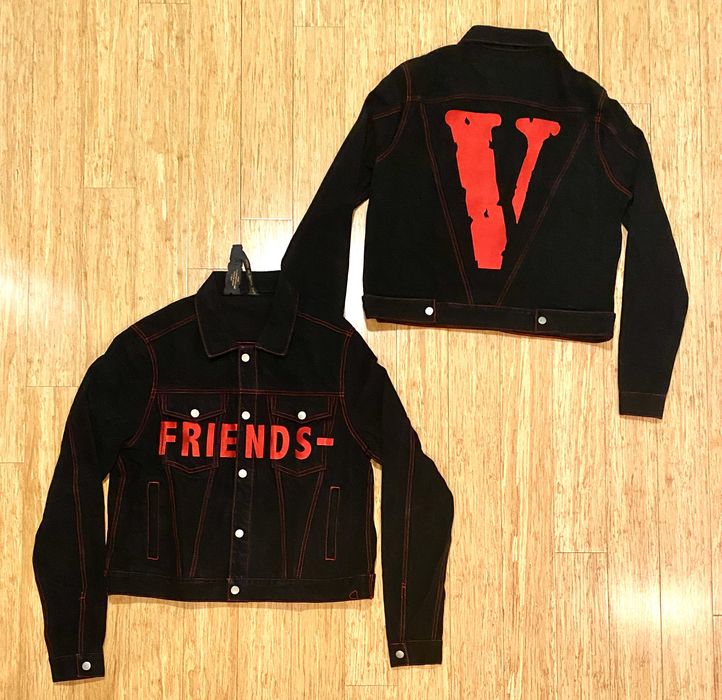 Vlone denim jacket red hotsell