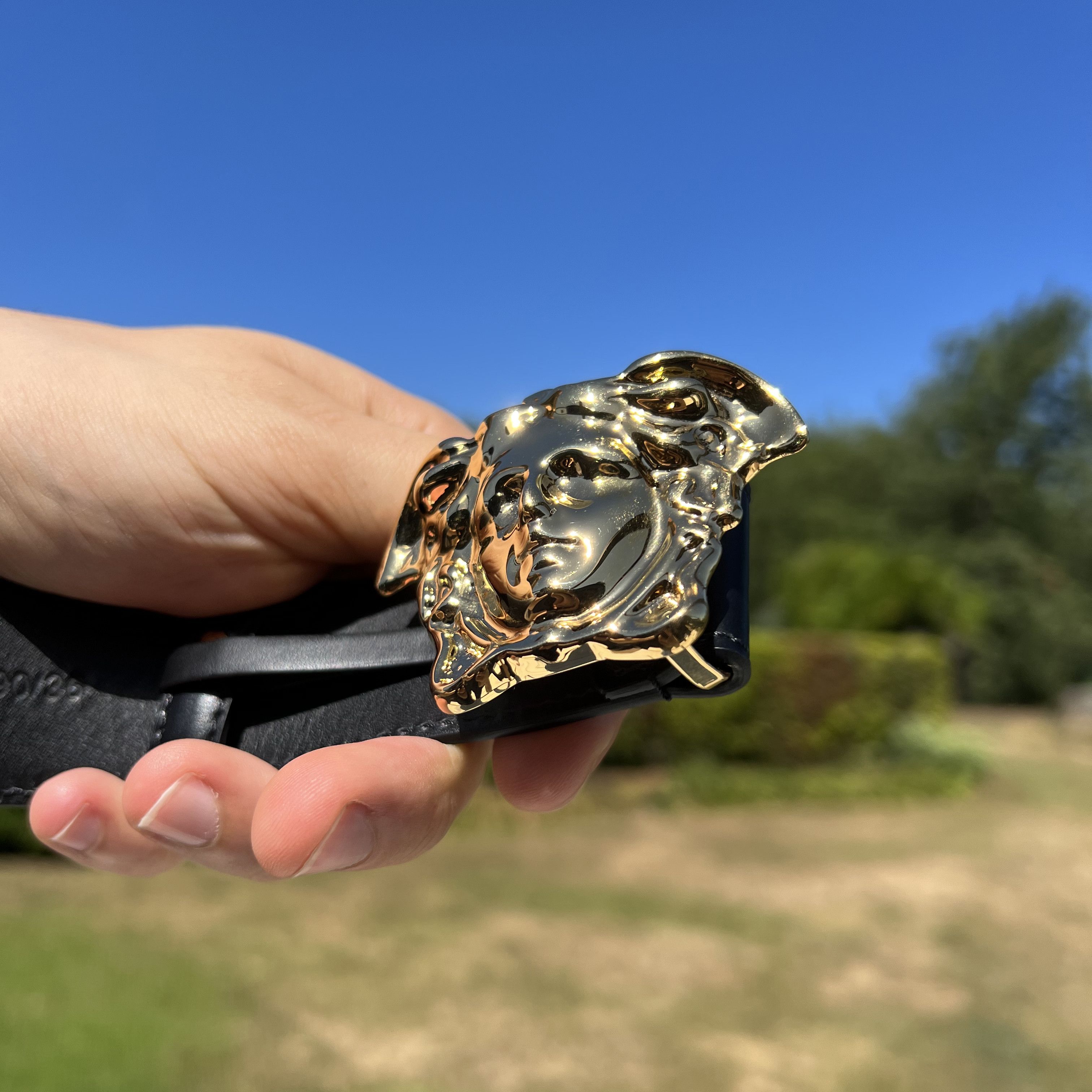 Versace SS23 LA MEDUSA LEATHER BELT FLAT