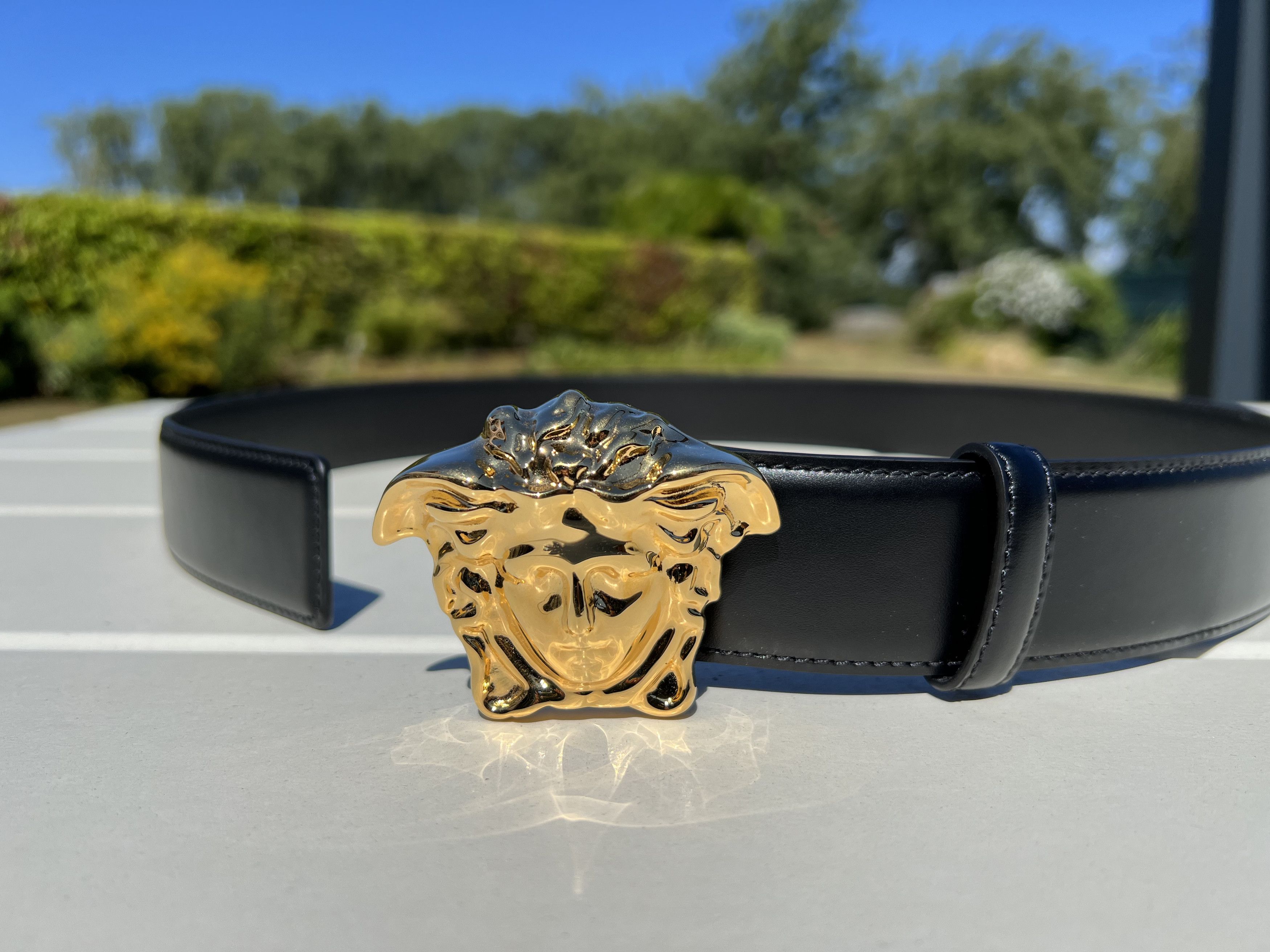Versace SS23 LA MEDUSA LEATHER BELT FLAT