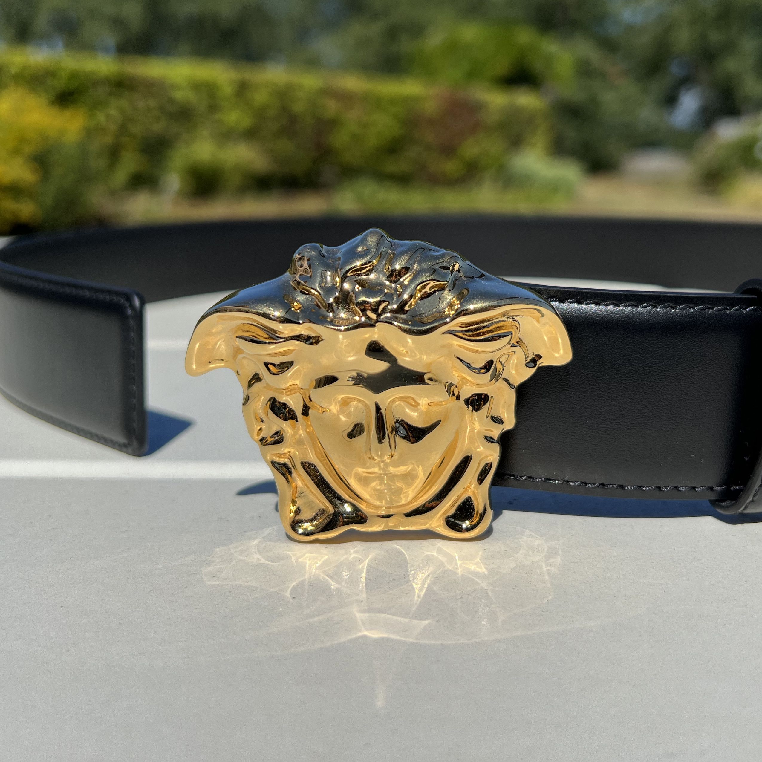 Versace SS23 LA MEDUSA LEATHER BELT FLAT