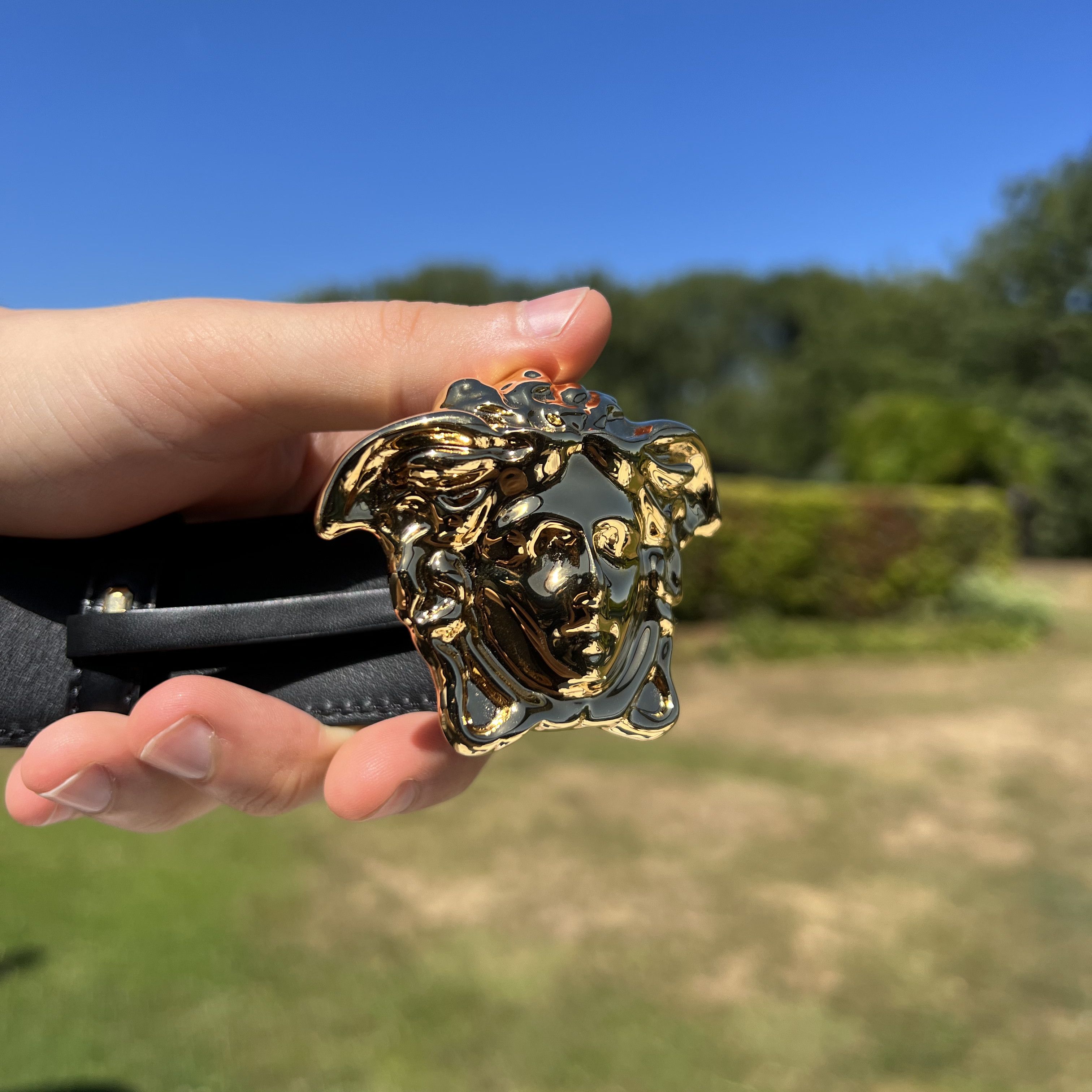 Versace SS23 LA MEDUSA LEATHER BELT FLAT