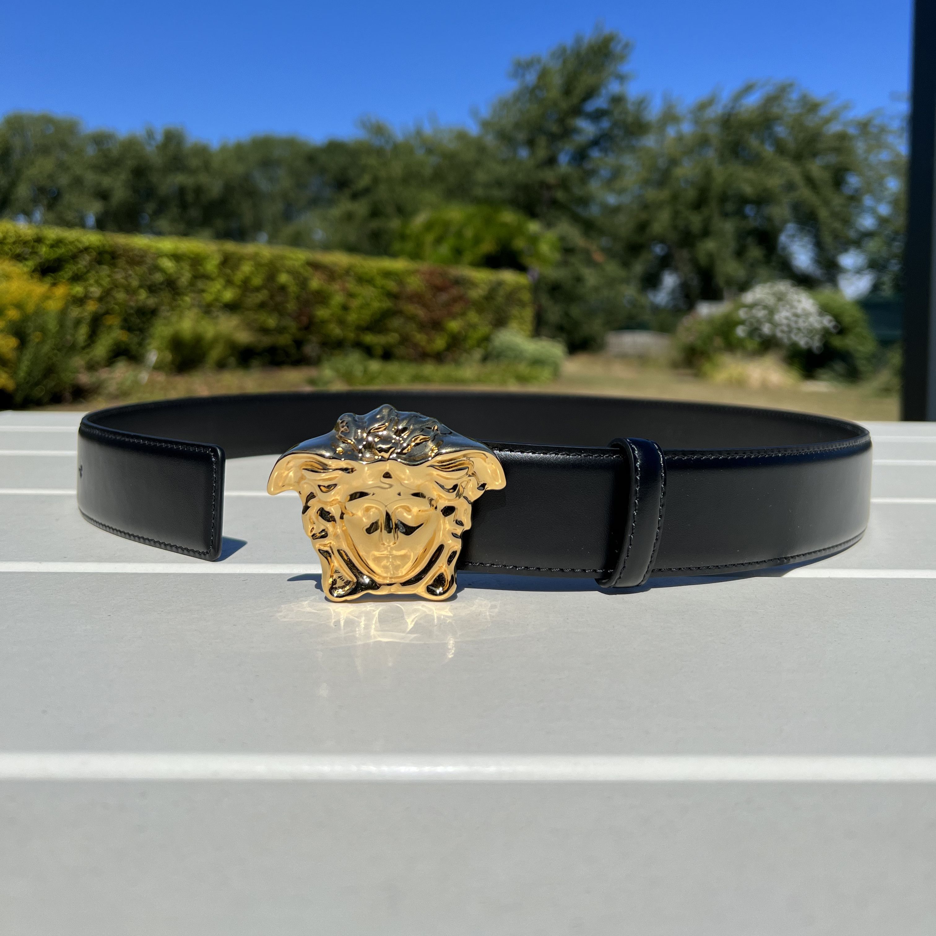 Versace SS23 LA MEDUSA LEATHER BELT FLAT