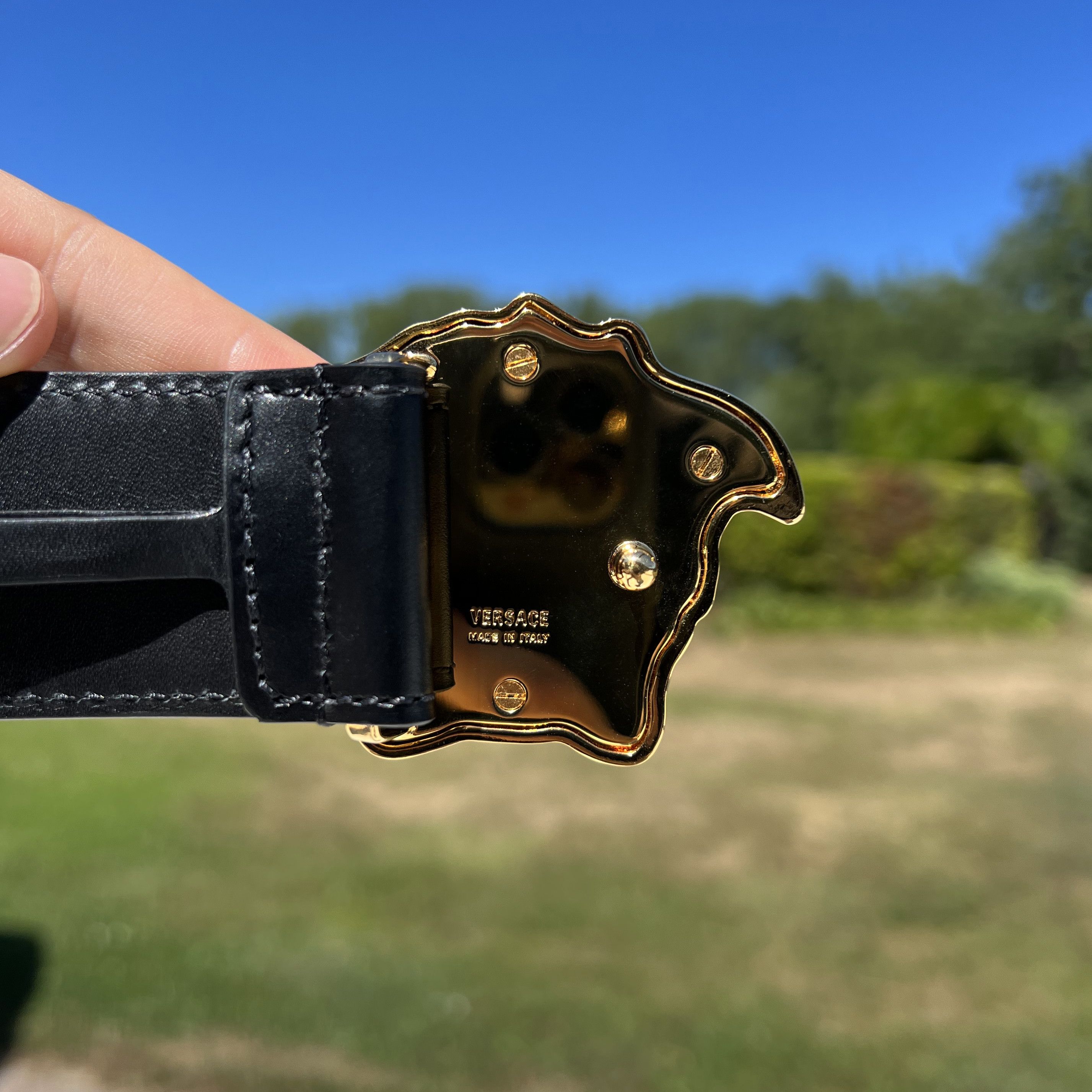 Versace SS23 LA MEDUSA LEATHER BELT FLAT