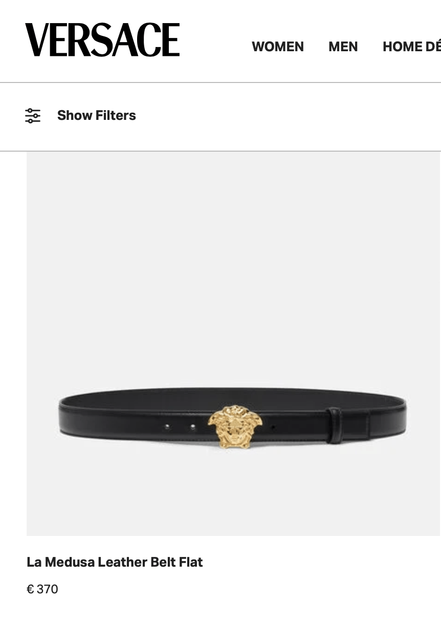 Versace SS23 LA MEDUSA LEATHER BELT FLAT