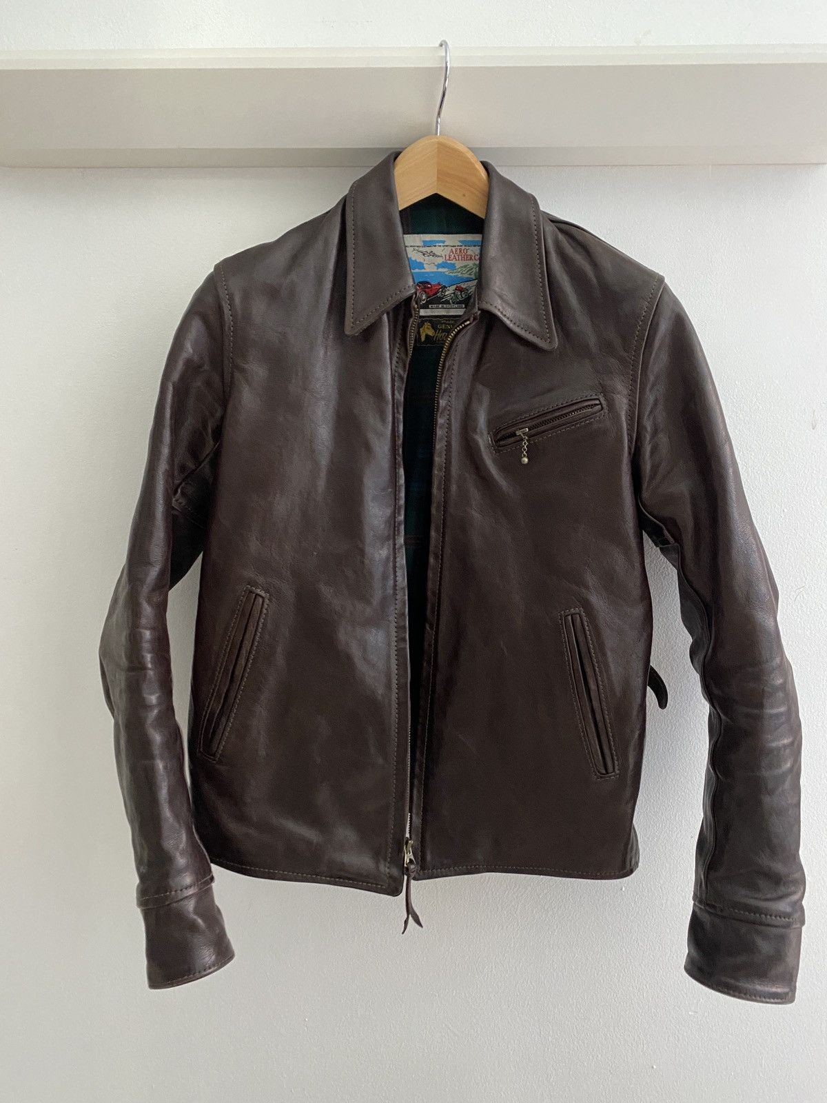 Aero Leather Halfbelt Jacket - sz 36 - Brwn