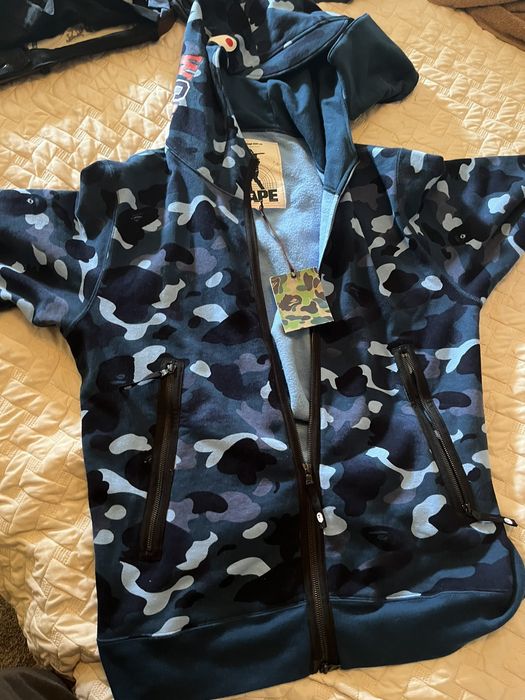 Bape Bape Gradation Camo Shark Mask Wide Zip Hoodie | Grailed