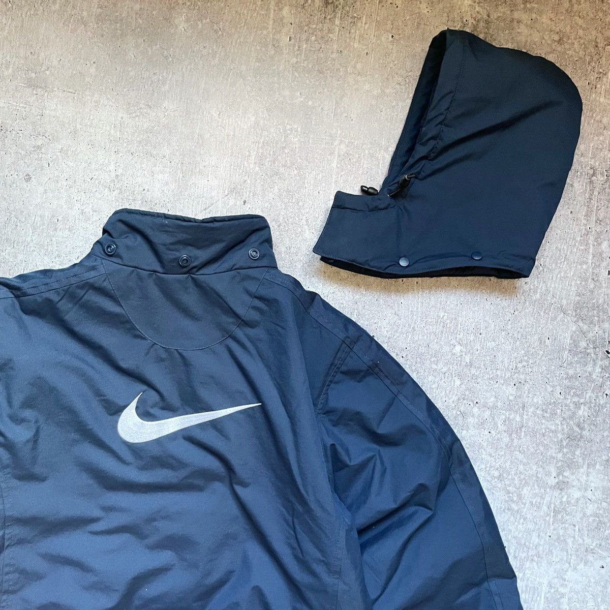 Nike × Vintage Nike Big Embroidered Swoosh Logo Vintage Light Puffer Jacket Size US S / EU 44-46 / 1 - 10 Thumbnail