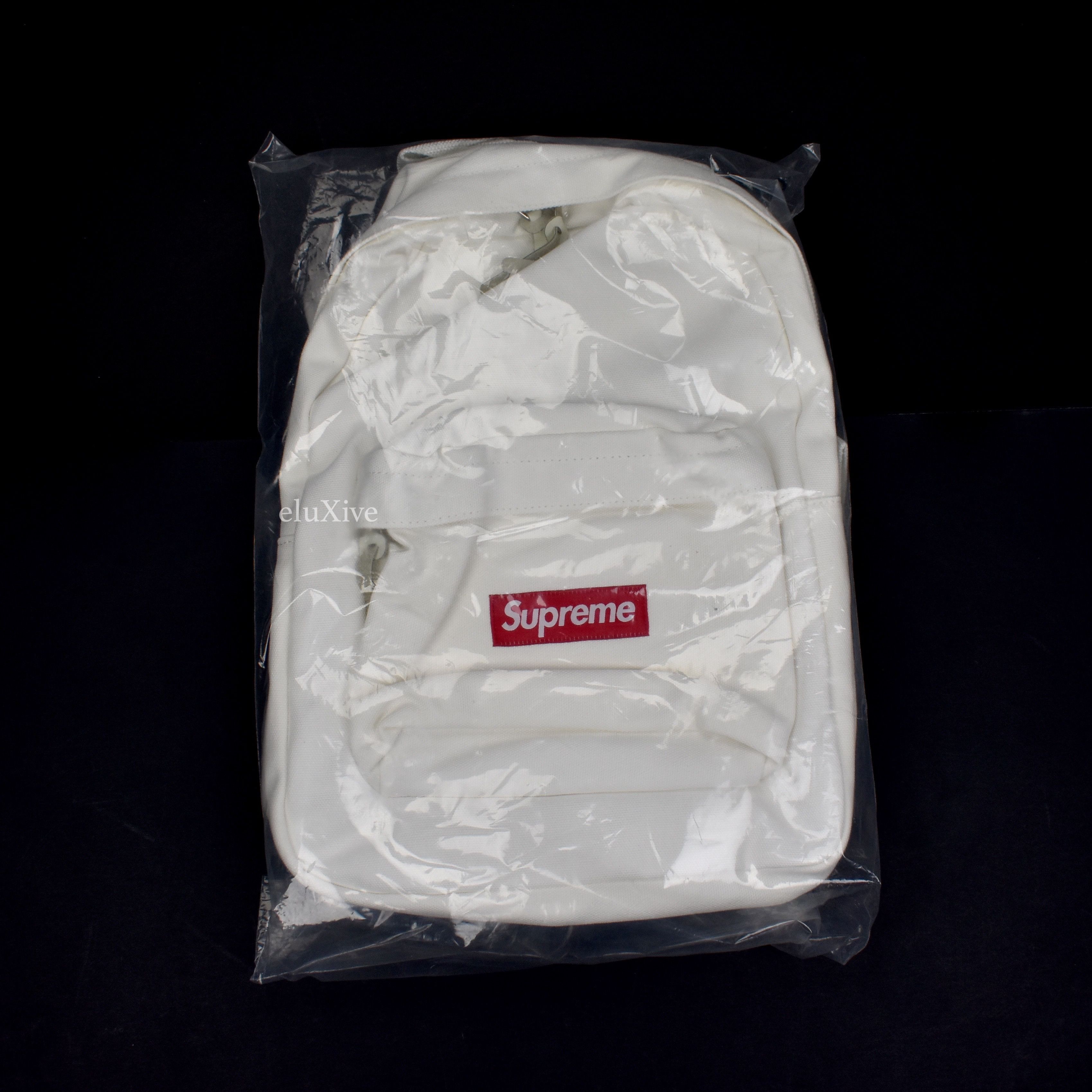 Supreme Supreme White Canvas Red Box Logo Backpack FW20 DS | Grailed