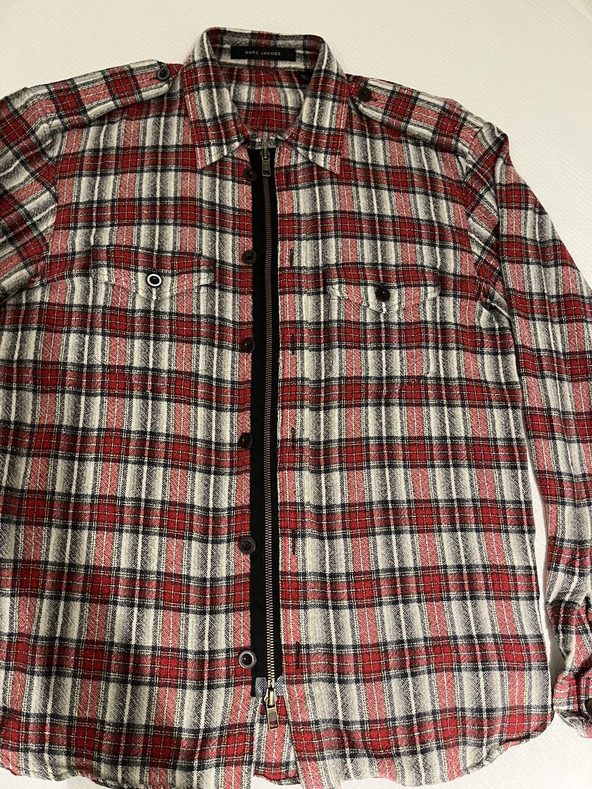 image of Marc Jacobs Cashmere Shirting in Red Plaid, Men's (Size Medium)