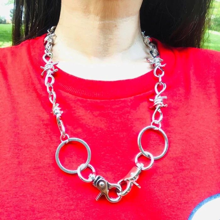 Handmade Chunky Unisex barbed wire link Wallet Pant Chain Belt Size ONE SIZE - 4 Thumbnail