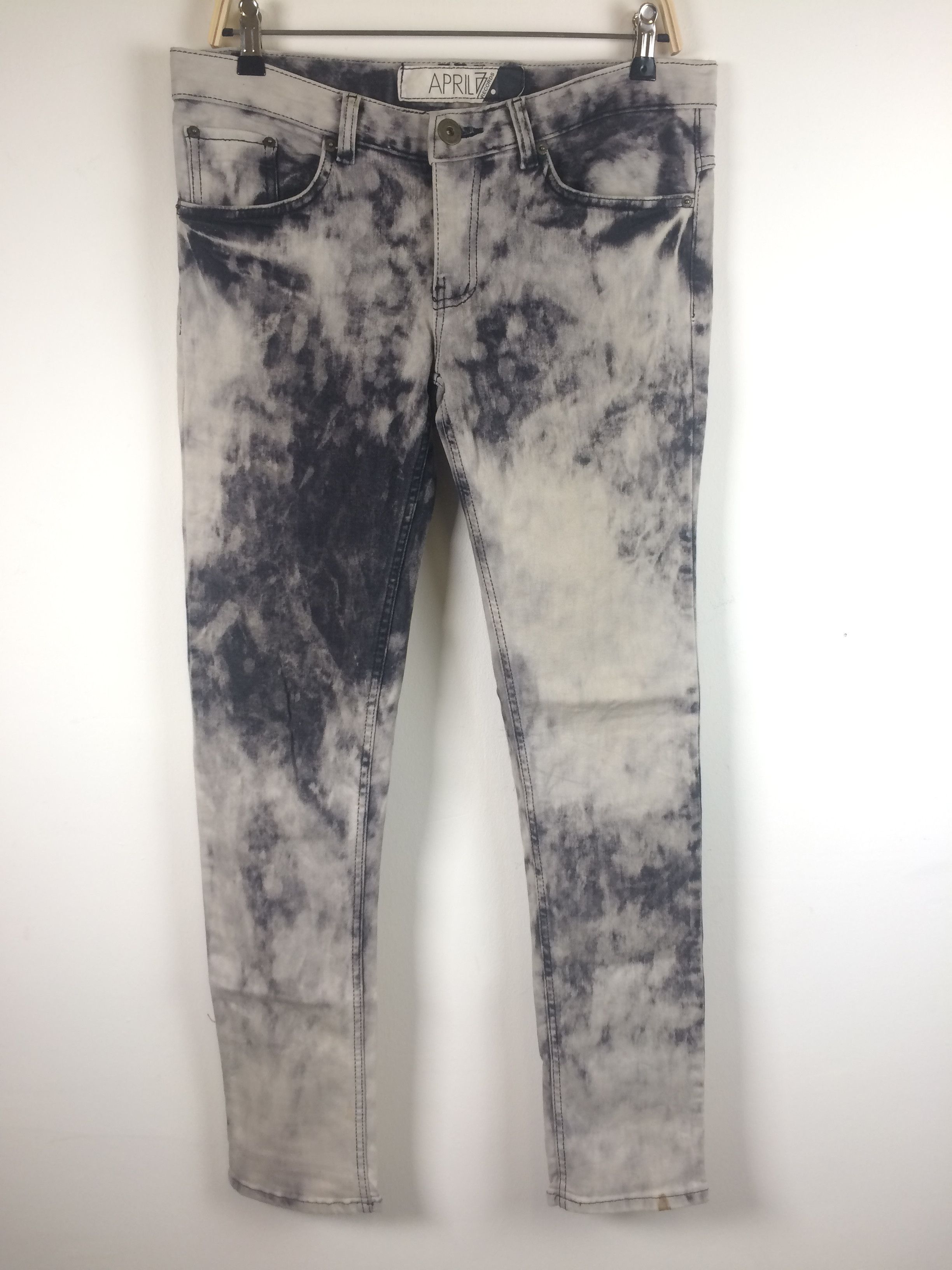 April 77 × Seditionaries April 77 Acid Washed Punk Skinny Jeans Size US 34 / EU 50 - 3 Thumbnail