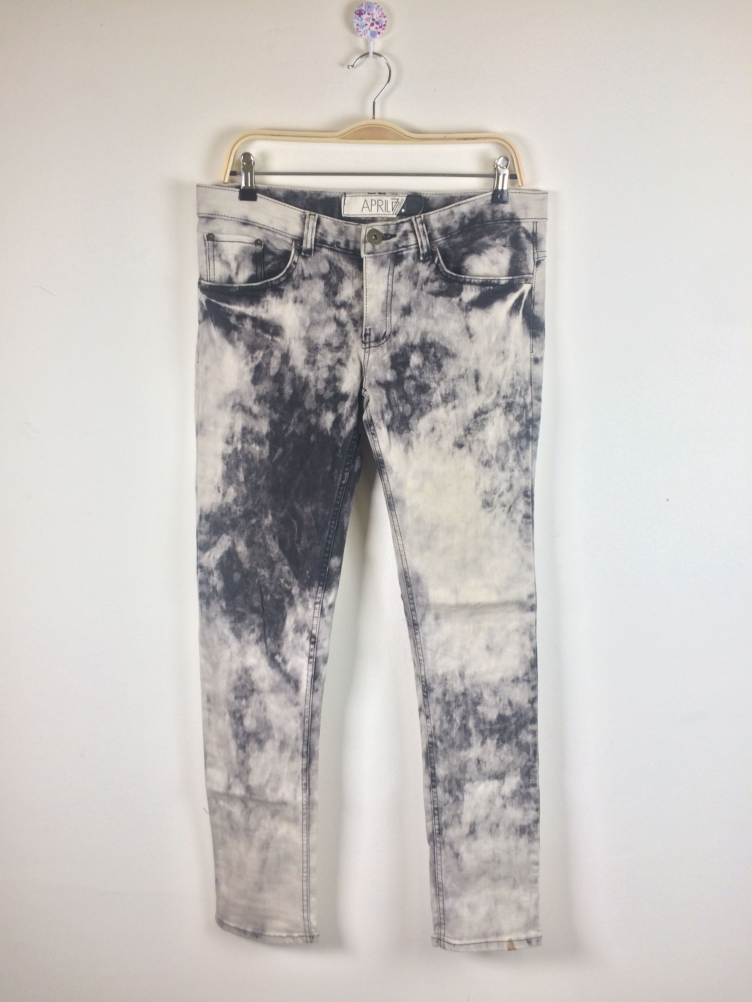 April 77 × Seditionaries April 77 Acid Washed Punk Skinny Jeans Size US 34 / EU 50 - 1 Thumbnail