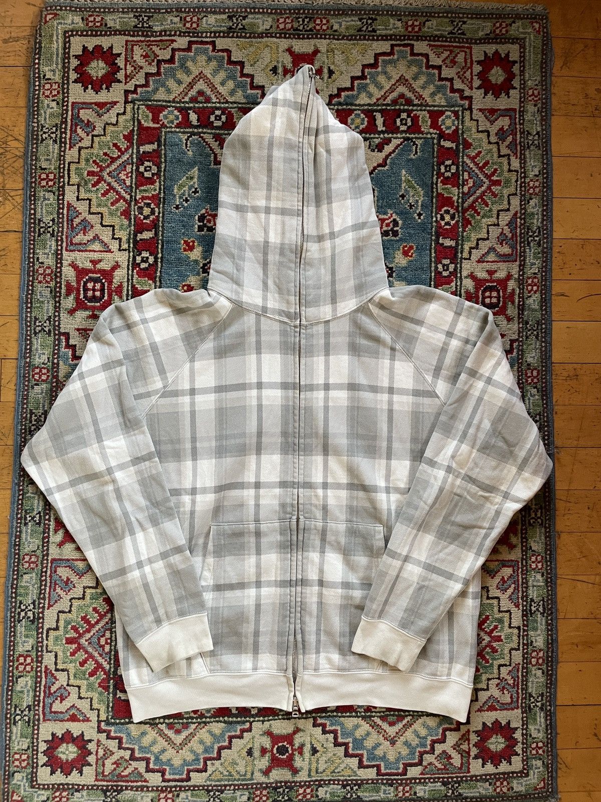 Bape Bape White Plaid Full Zip hoodie Grailed