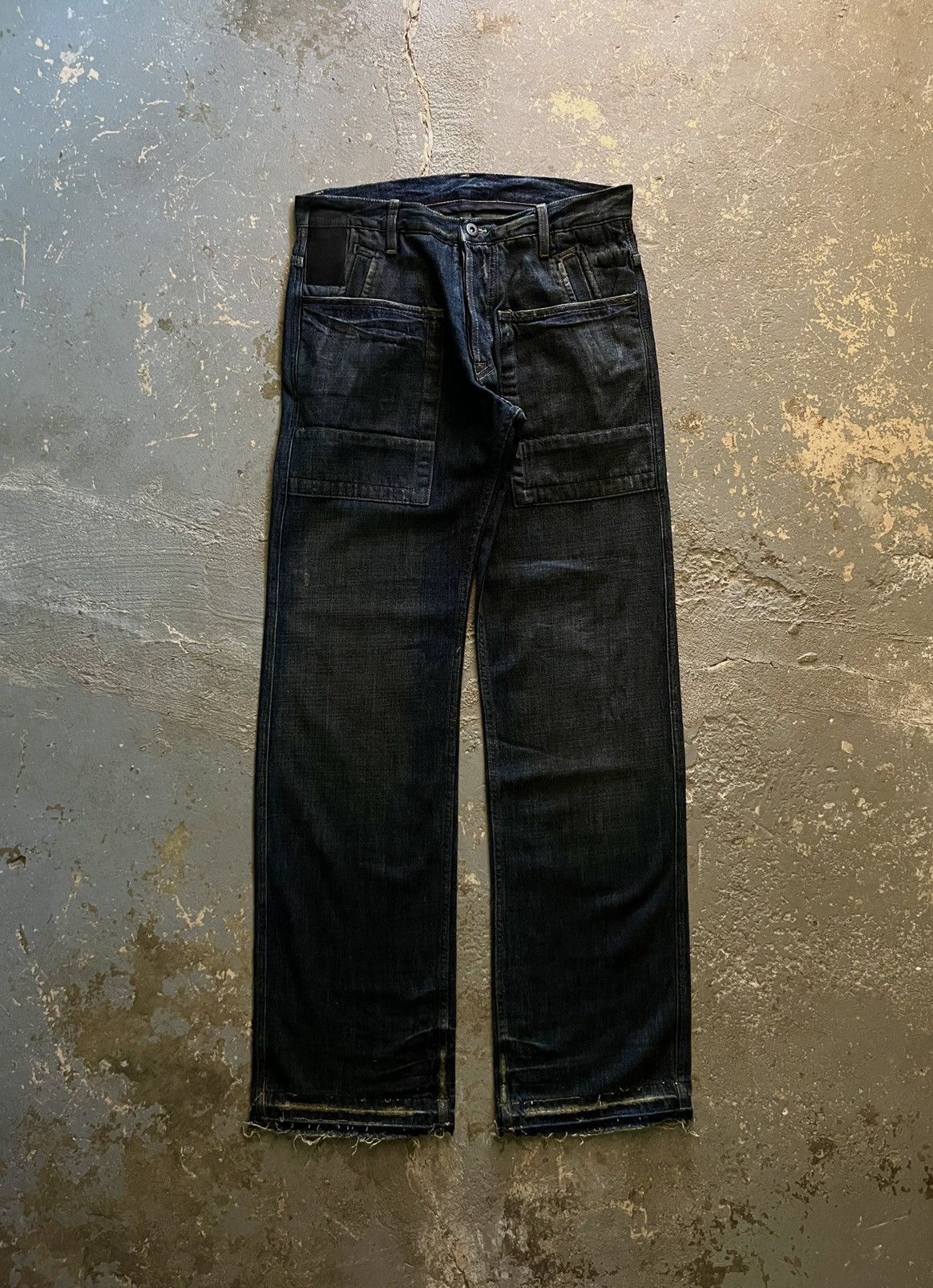 Rick Owens FW04 SLAB Waxed Rust Oiled Distressed Flared Wide Leg Jeans ...