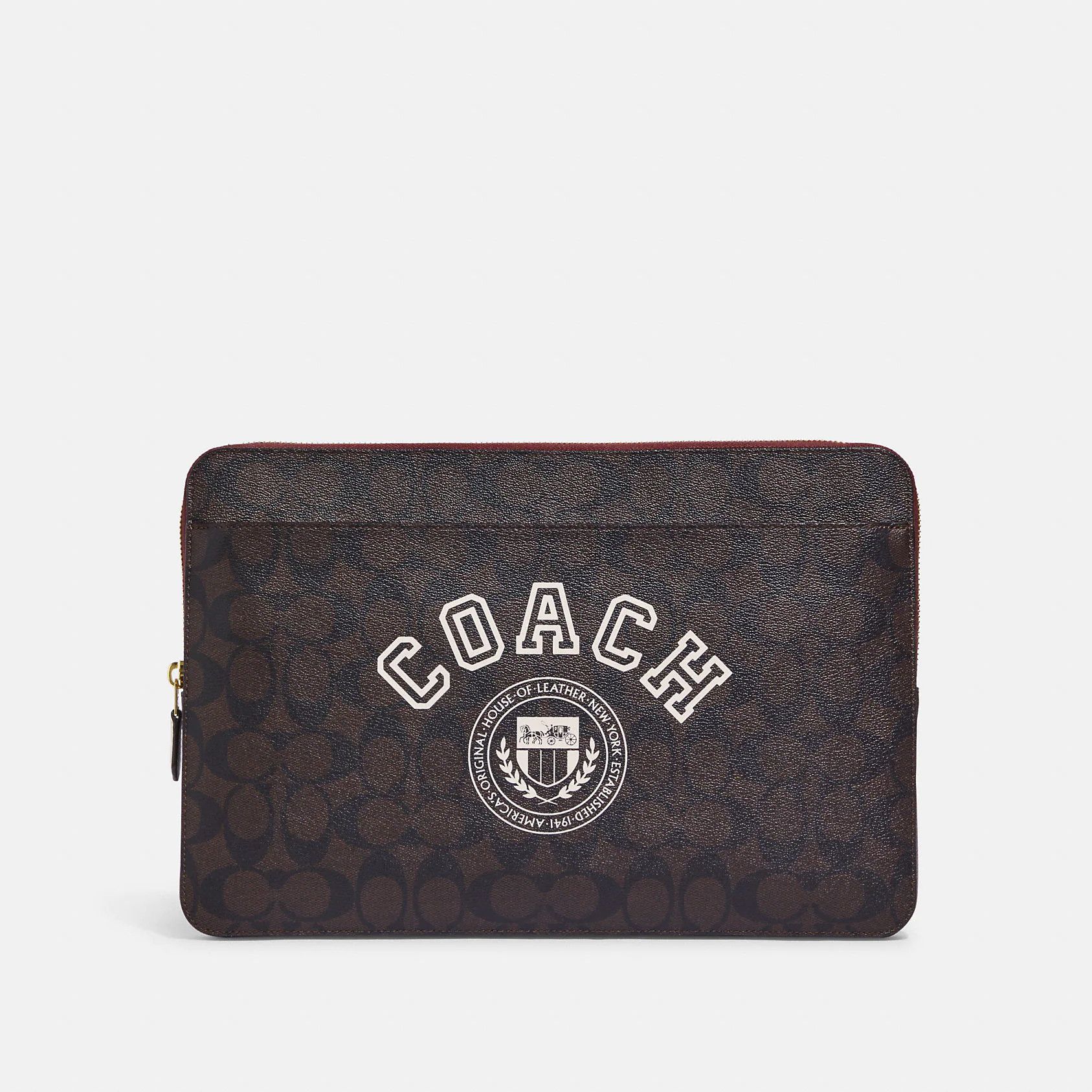 Laptop Sleeve In Signature Canvas With Coach Varsity