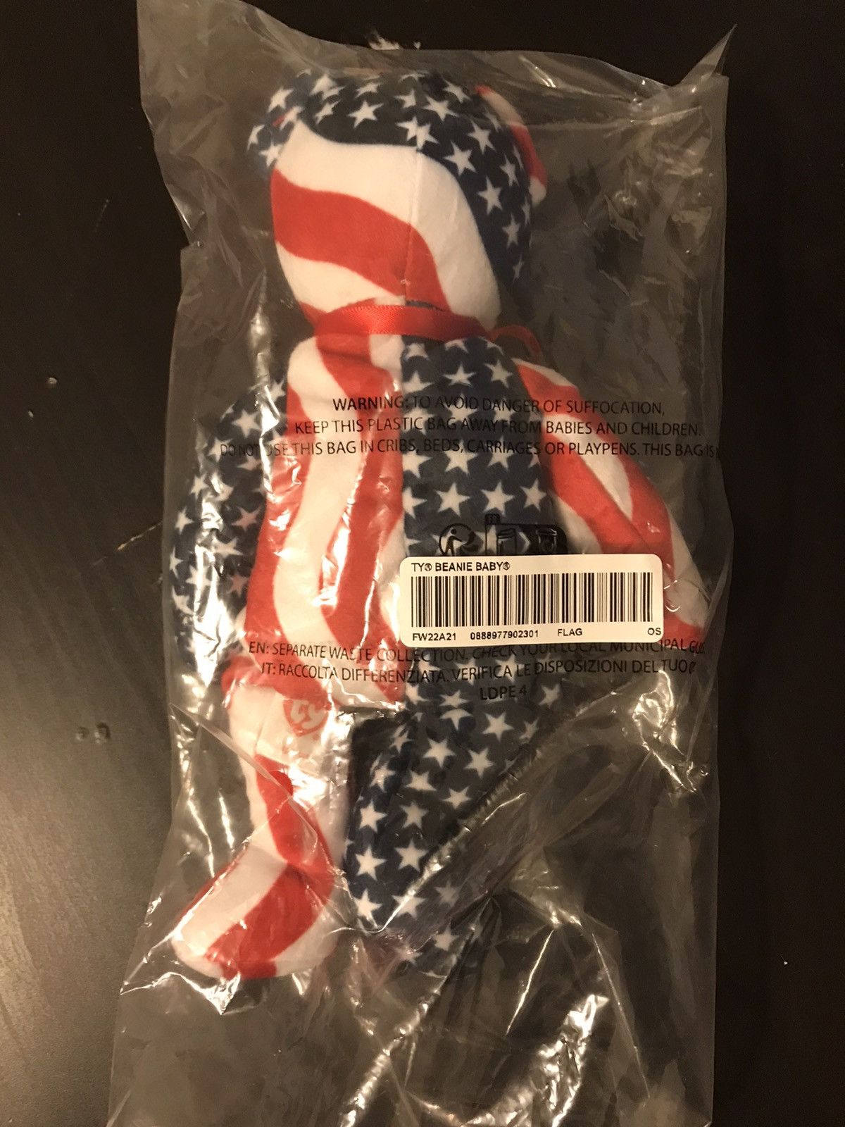 Supreme x Ty Beanie Baby American sold Flag Box Logo Multicolor FW22 (IN HAND)