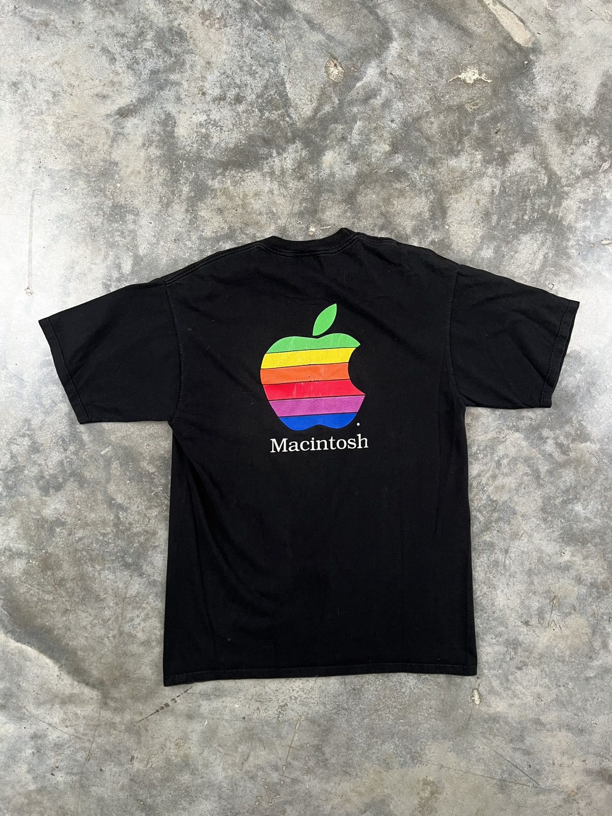 image of Vintage 90's Apple Macintosh Logo Black Tee Sz. Xl, Men's