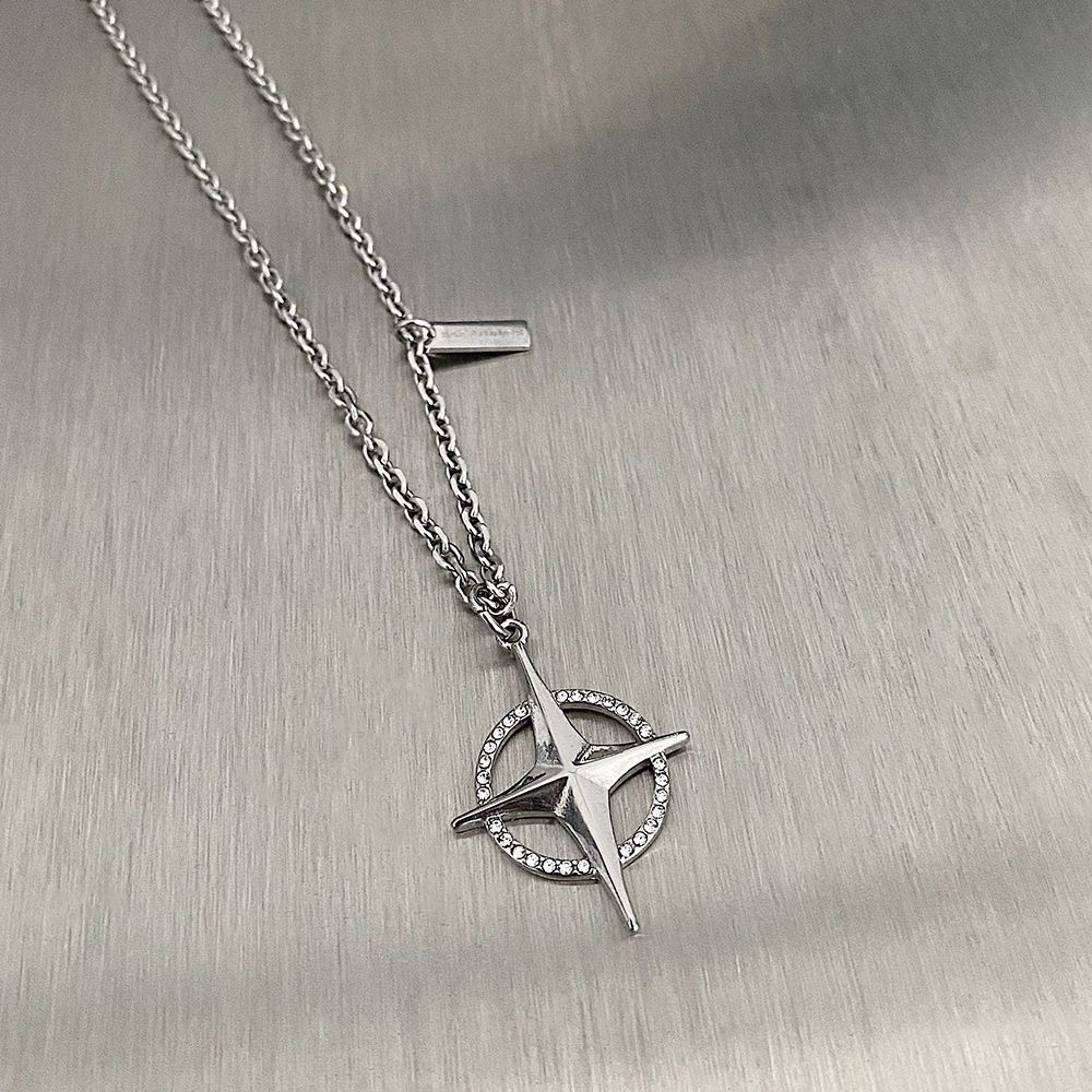 Jewelry Silver Four Pointed Star Fashion Titanium Necklace Size ONE SIZE - 2 Thumbnail