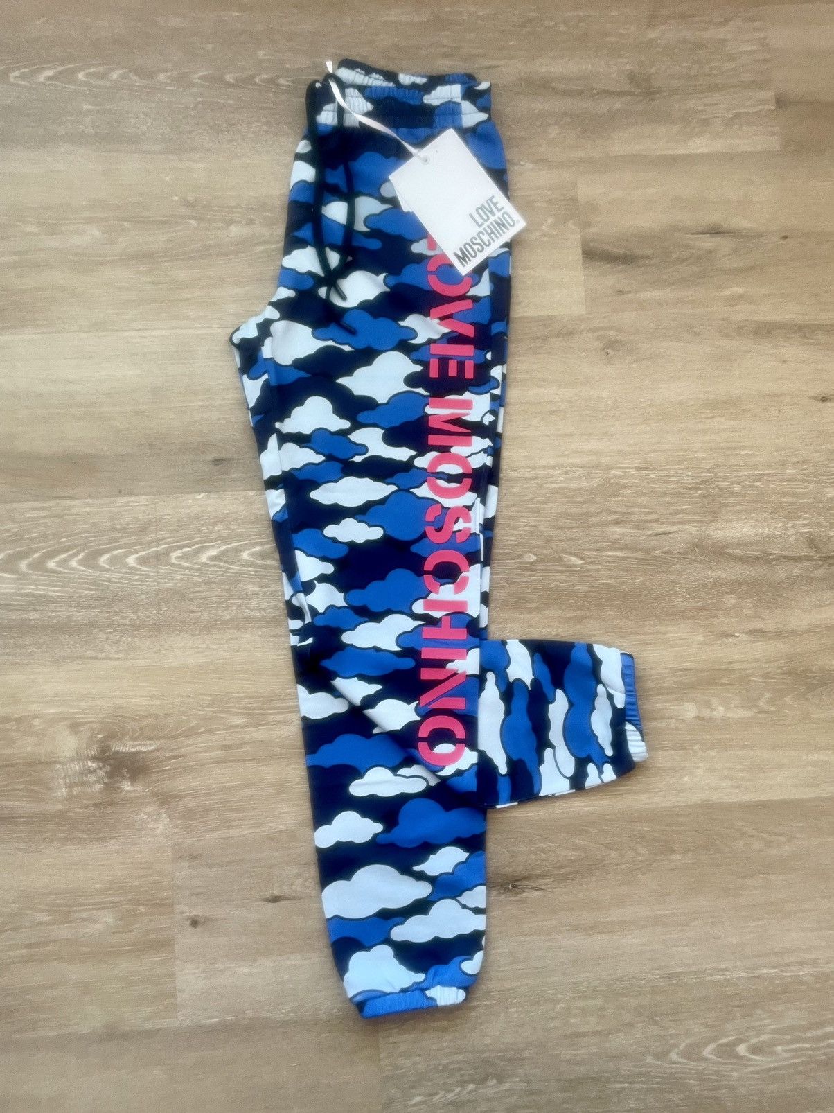 Moschino Love Moschino Blue Cloud Camo Repeat Mid-Waisted Joggers Size 28" / US 6 / IT 42 - 1 Thumbnail