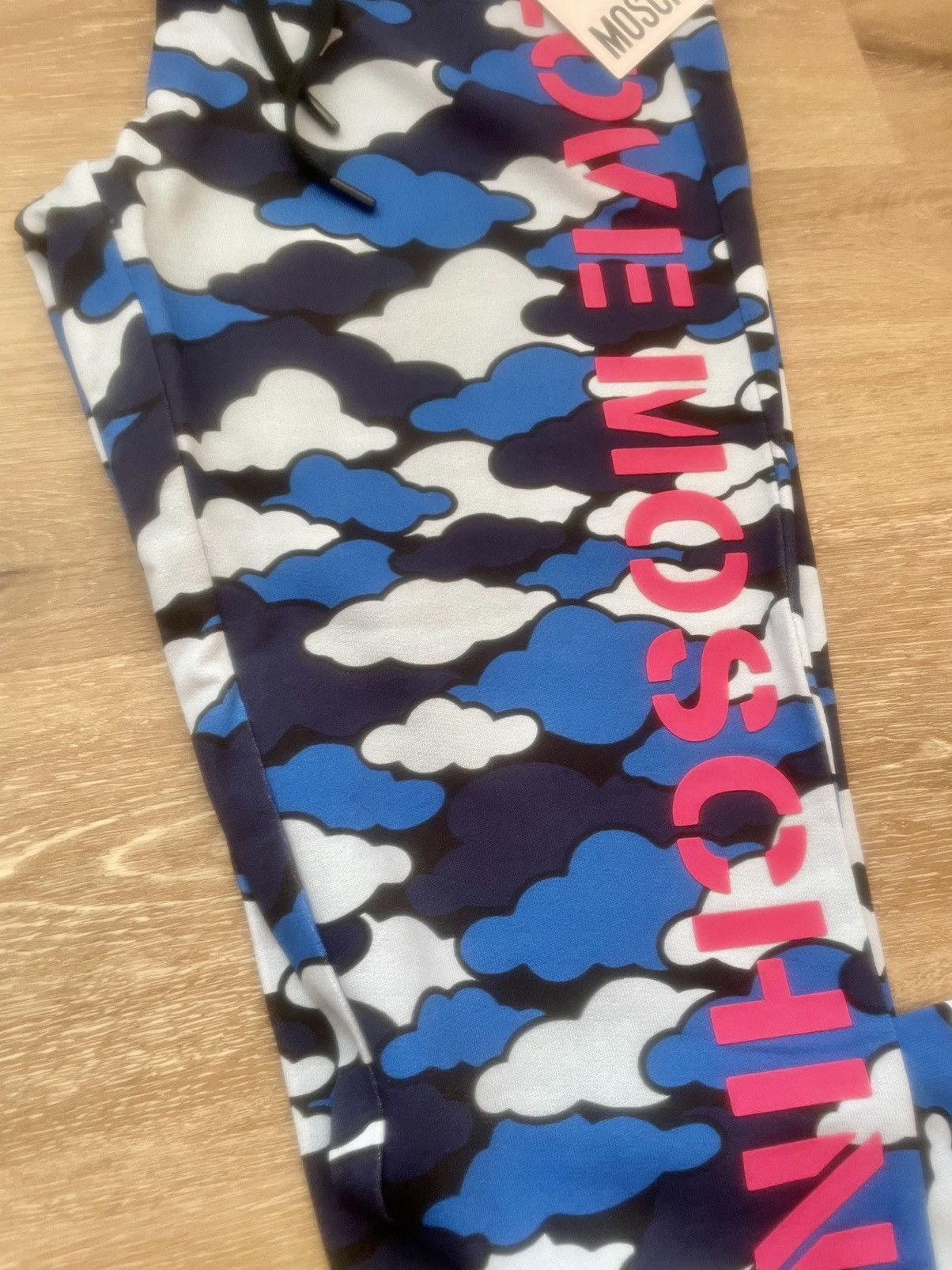 Moschino Love Moschino Blue Cloud Camo Repeat Mid-Waisted Joggers Size 28" / US 6 / IT 42 - 5 Thumbnail