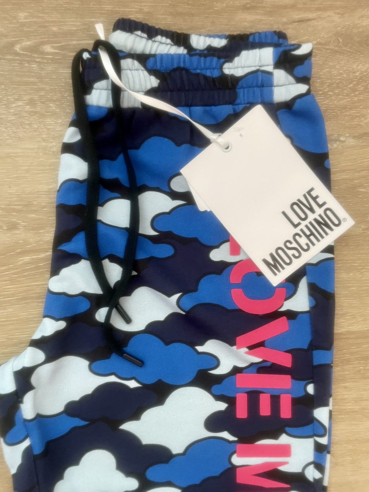 Moschino Love Moschino Blue Cloud Camo Repeat Mid-Waisted Joggers Size 28" / US 6 / IT 42 - 4 Thumbnail