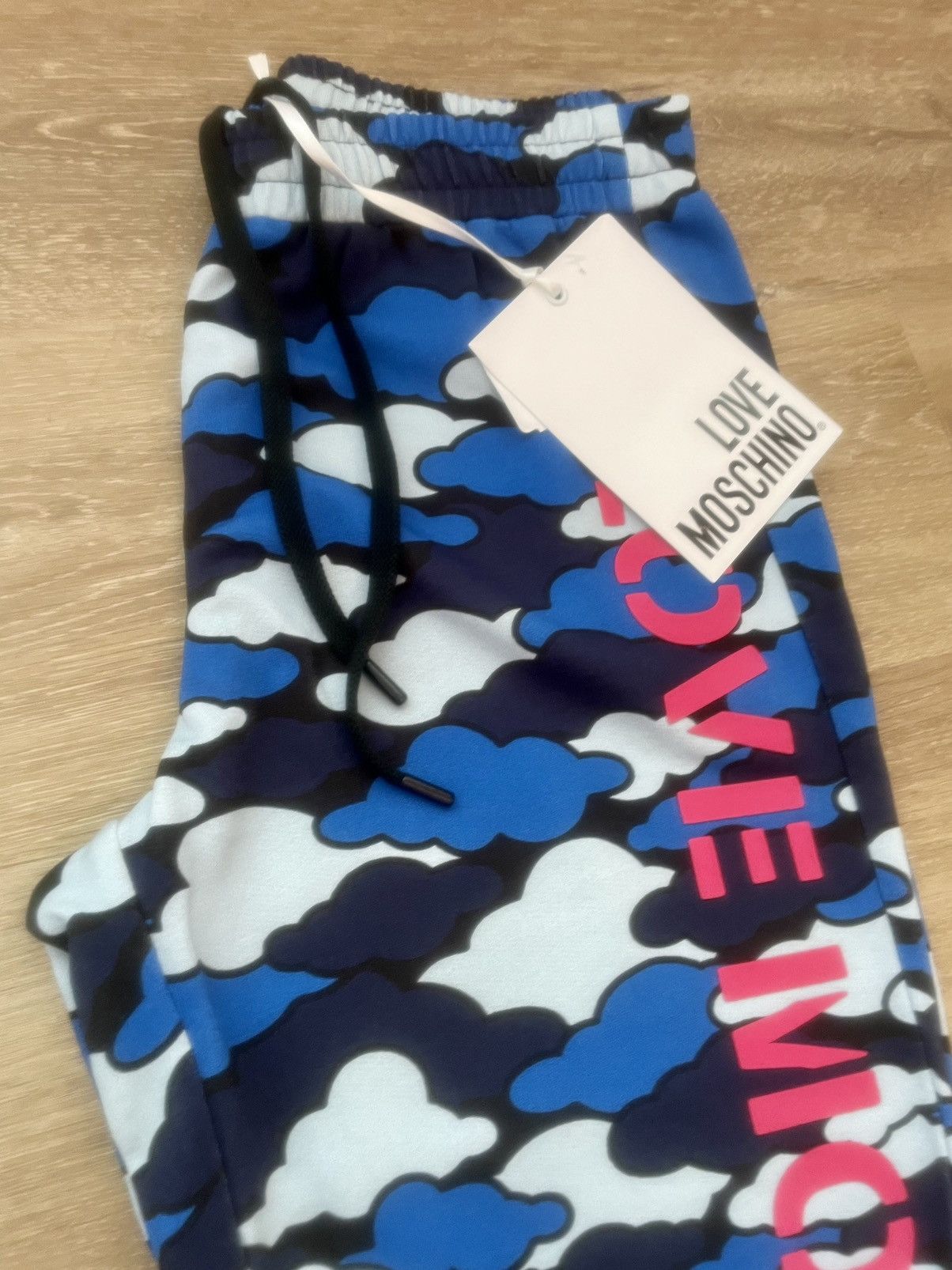 Moschino Love Moschino Blue Cloud Camo Repeat Mid-Waisted Joggers Size 28" / US 6 / IT 42 - 2 Thumbnail