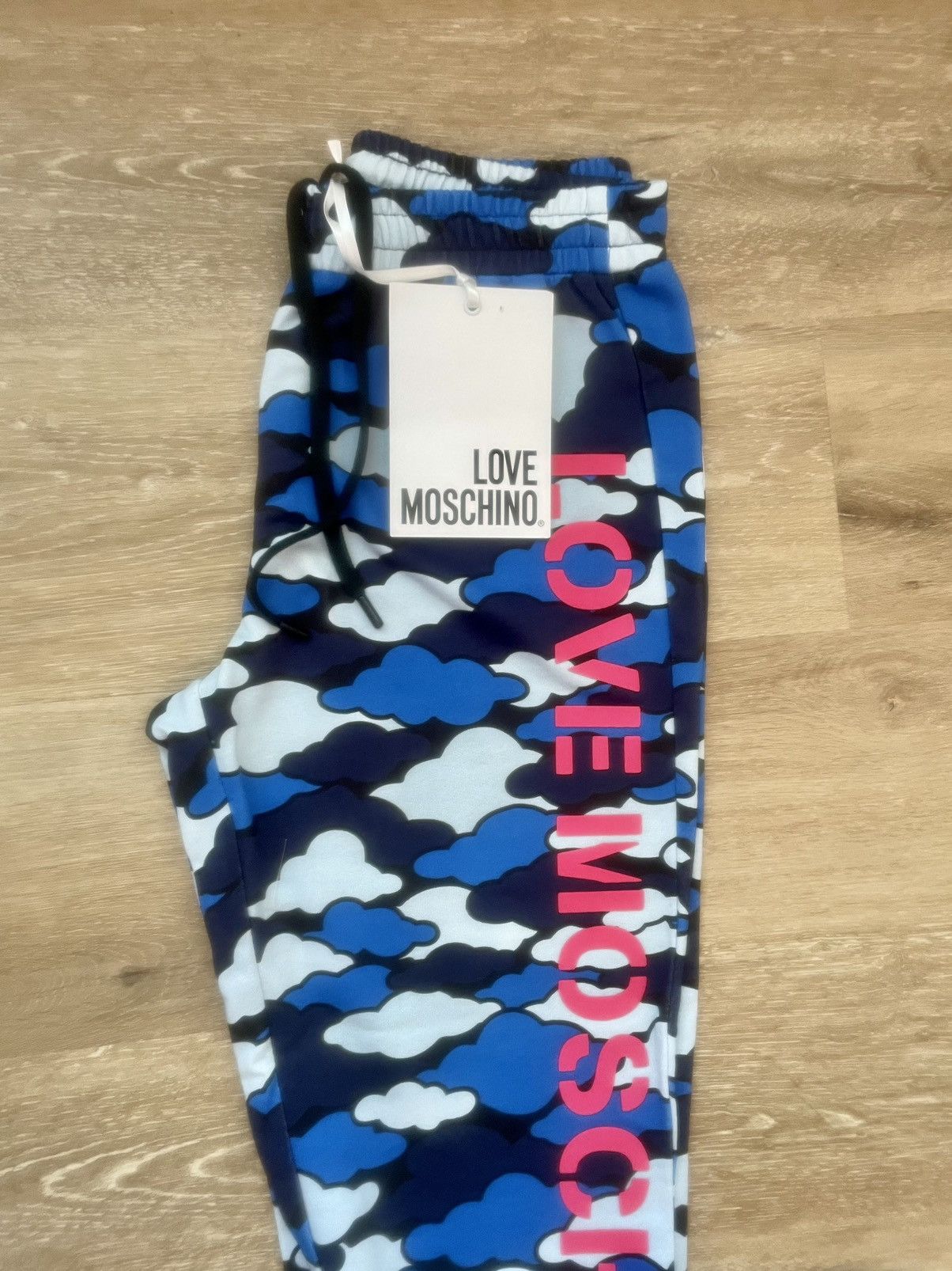 Moschino Love Moschino Blue Cloud Camo Repeat Mid-Waisted Joggers Size 28" / US 6 / IT 42 - 3 Thumbnail