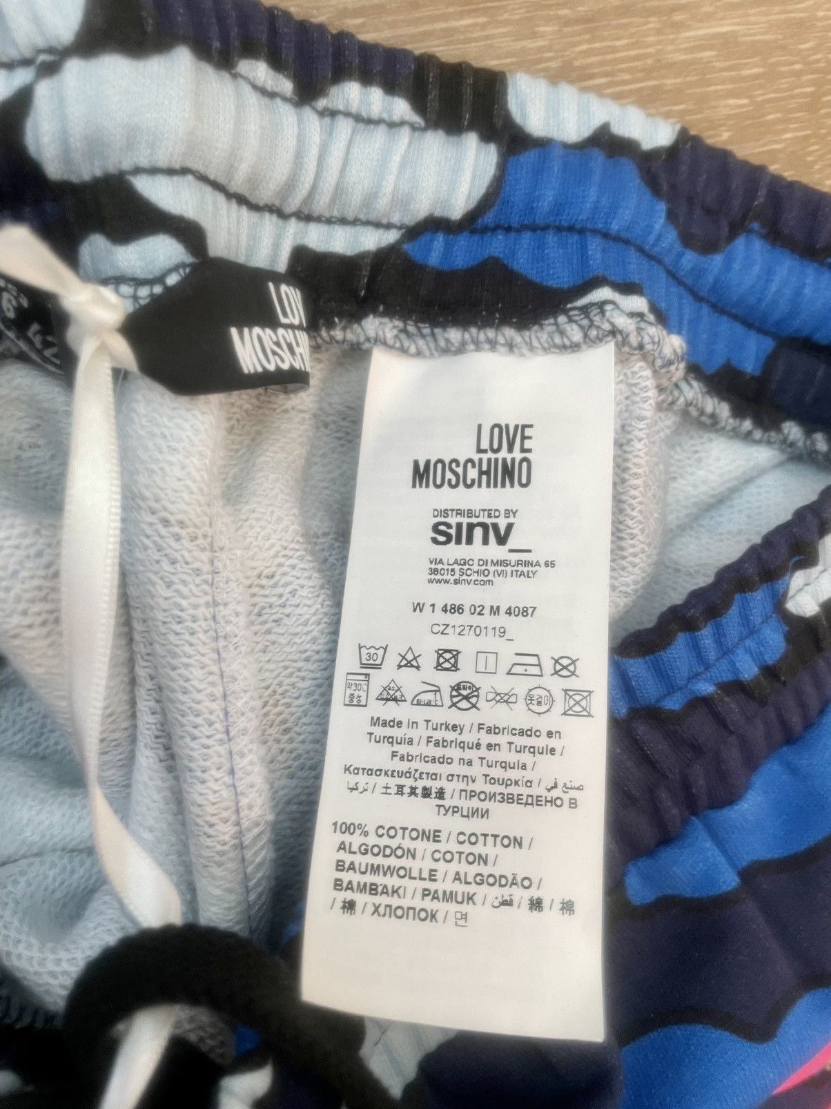 Moschino Love Moschino Blue Cloud Camo Repeat Mid-Waisted Joggers Size 28" / US 6 / IT 42 - 10 Thumbnail