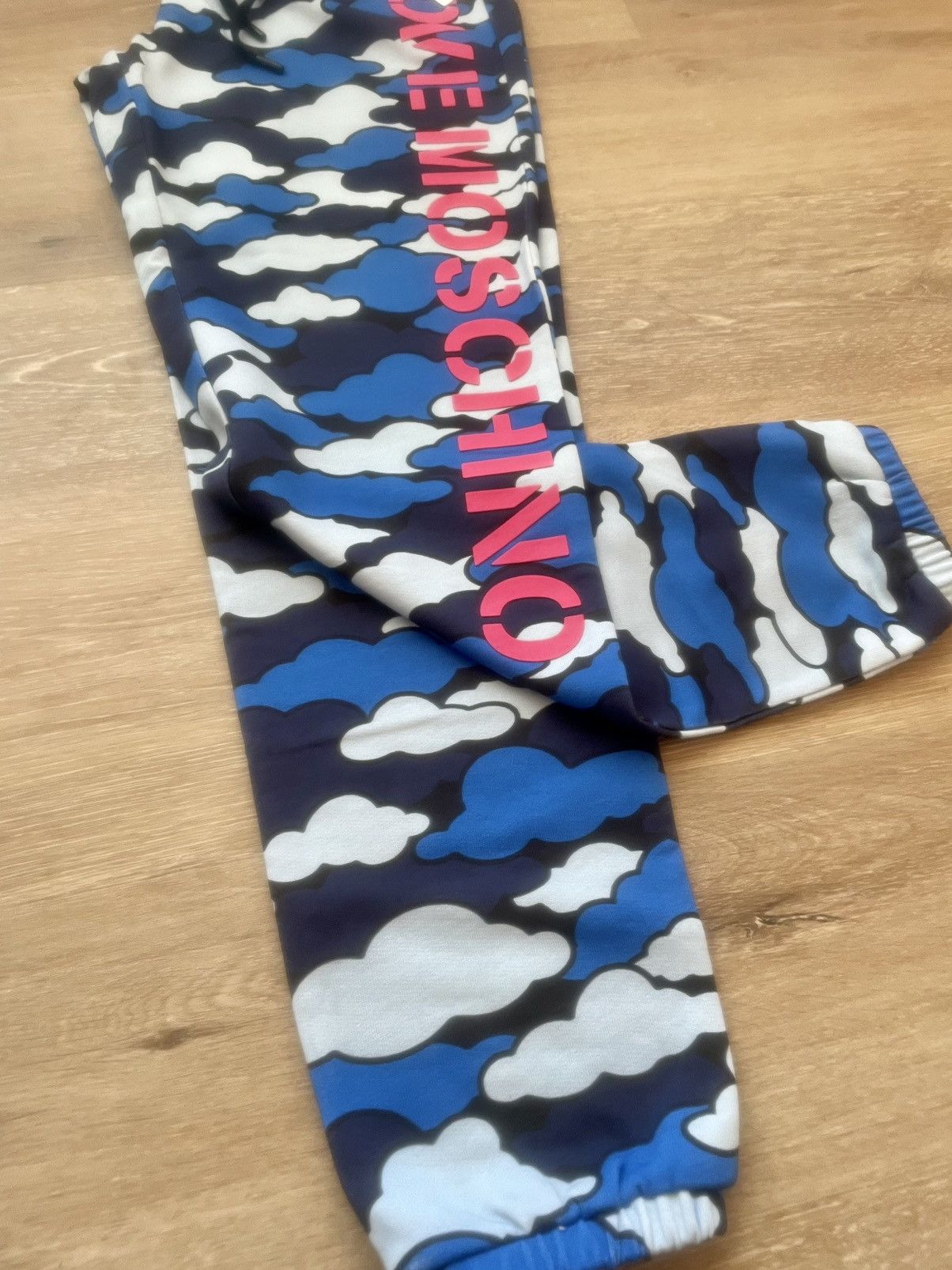Moschino Love Moschino Blue Cloud Camo Repeat Mid-Waisted Joggers Size 28" / US 6 / IT 42 - 8 Thumbnail