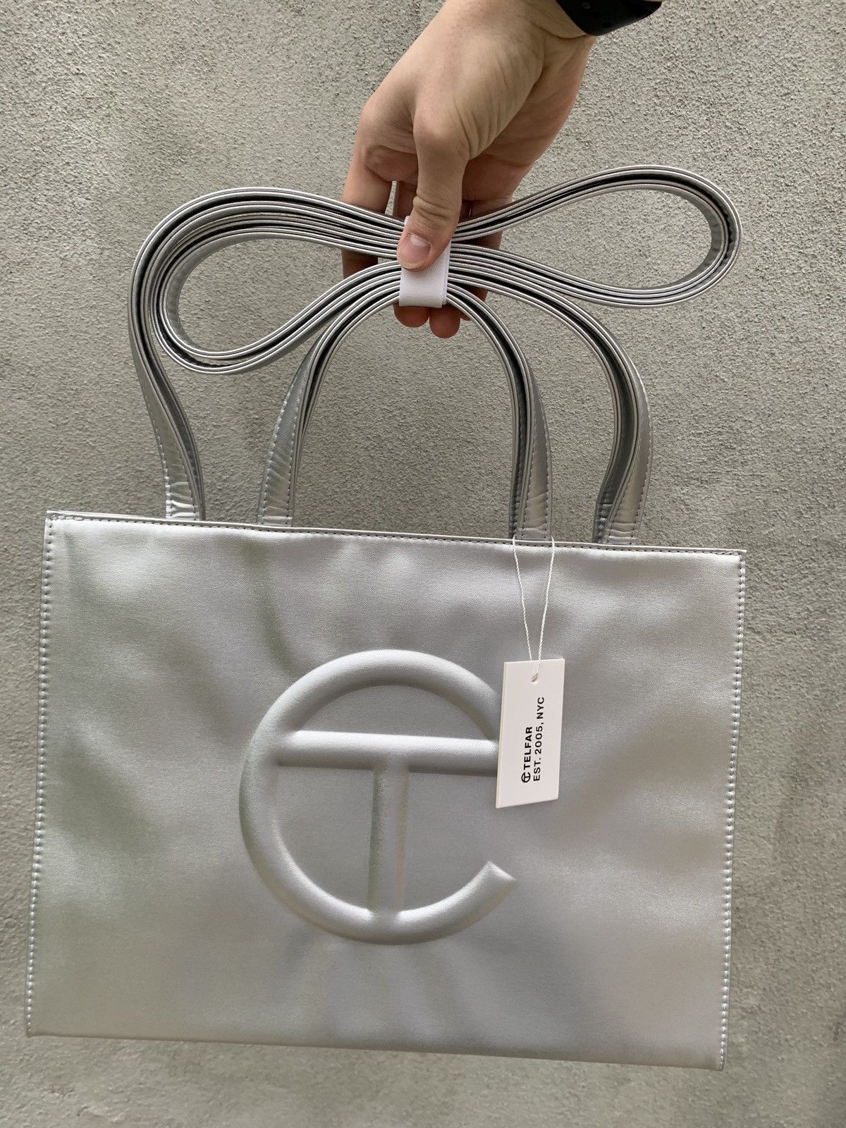 Telfar Telfar Medium Silver Shopping Bag | Grailed