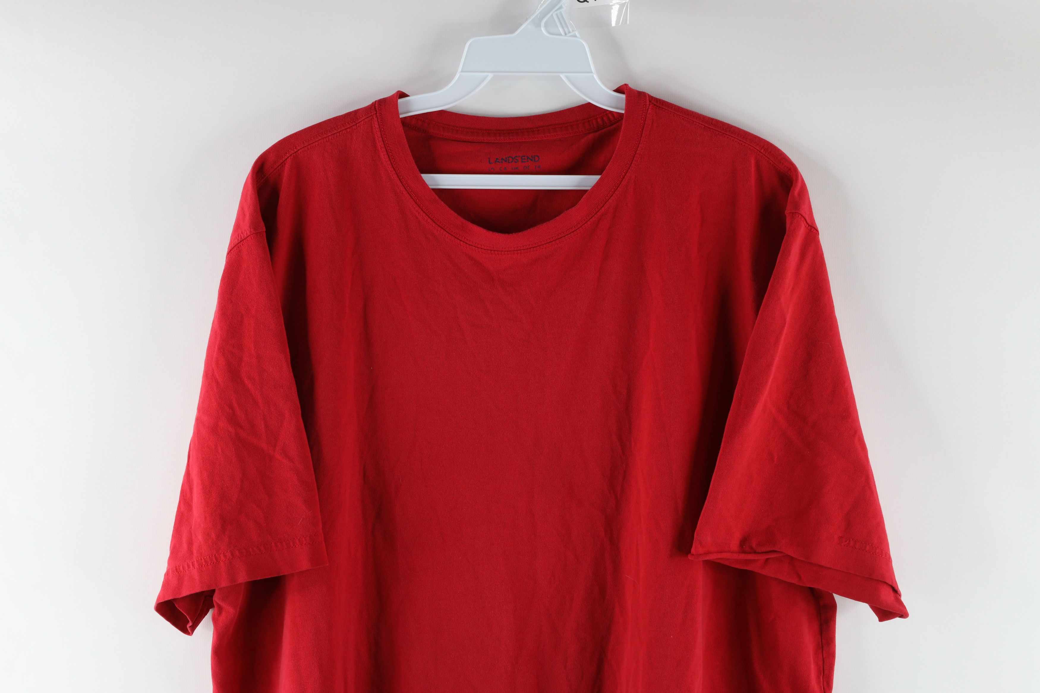Vintage Vintage Lands End Thrashed Short Sleeve T-Shirt Red Cotton Size US L / EU 52-54 / 3 - 2 Preview