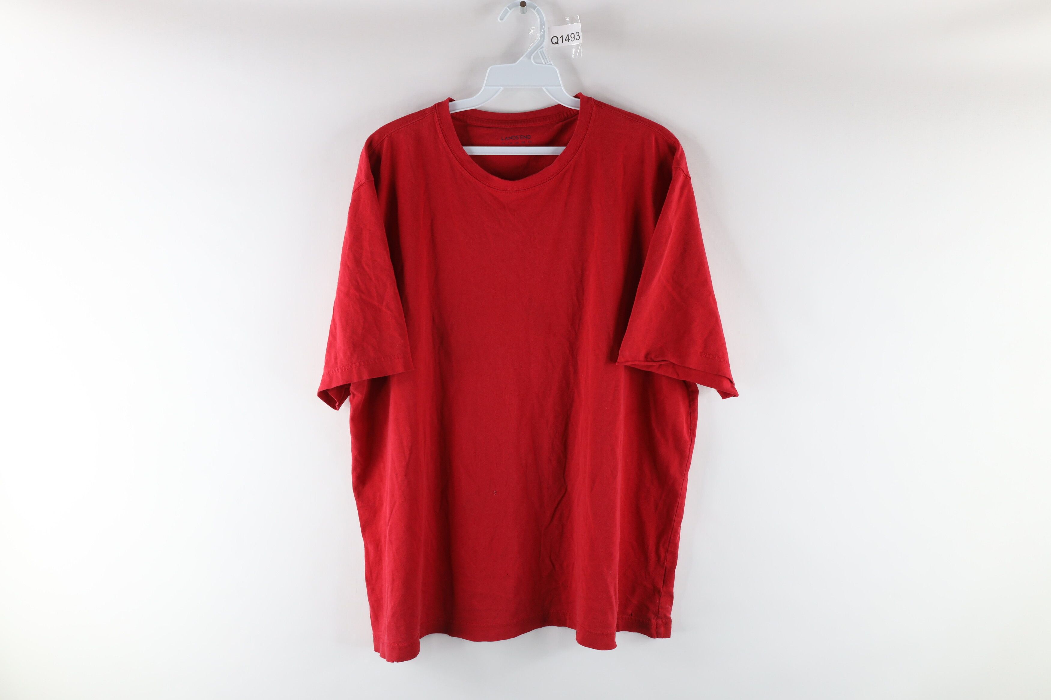 Vintage Vintage Lands End Thrashed Short Sleeve T-Shirt Red Cotton Size US L / EU 52-54 / 3 - 1 Preview