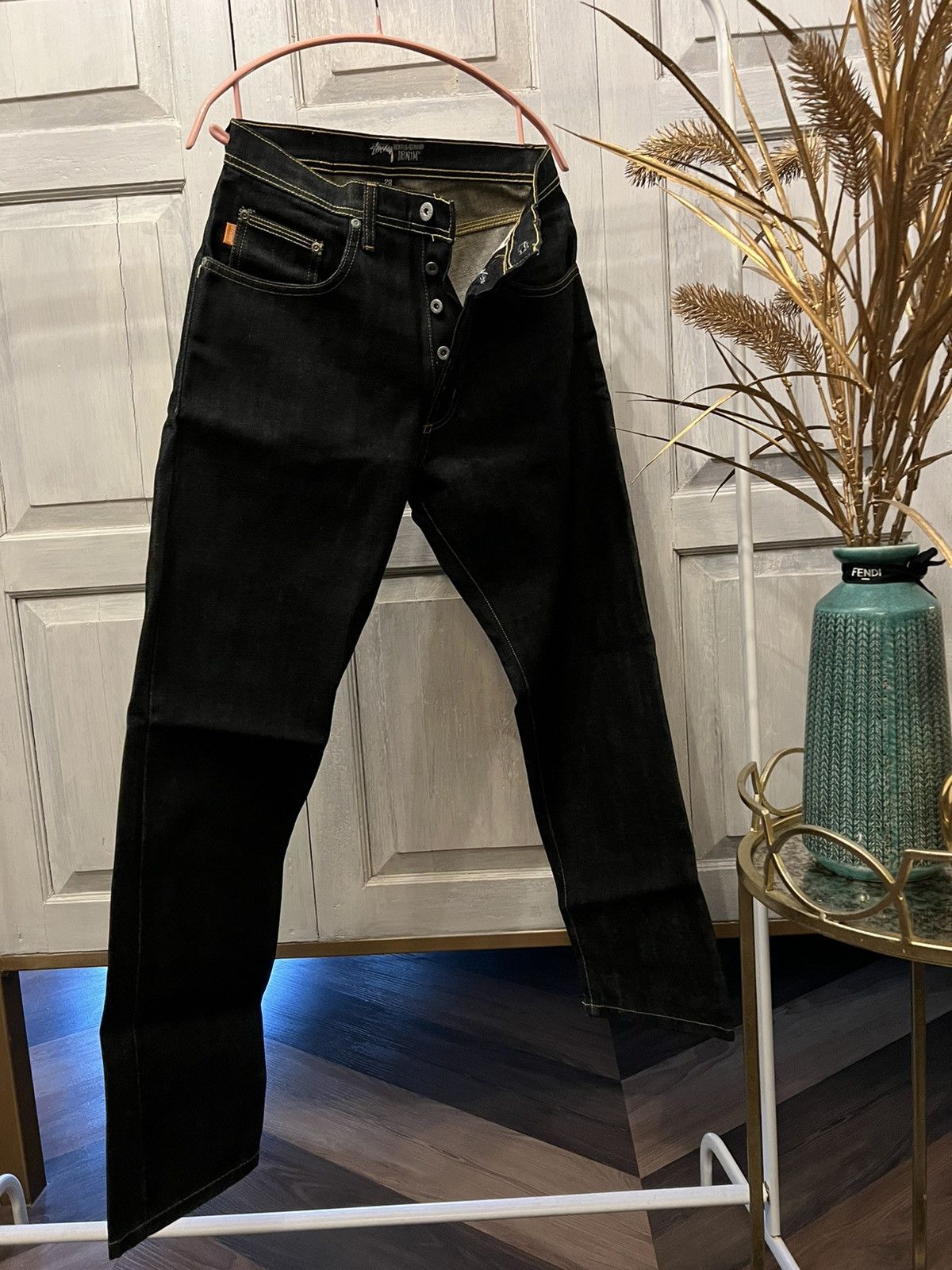 Stussy rough&rugged denim バックペイント 34 濃紺 ステューシー STUSSY ROUGH RUGGED DENIM デニムパンツ ジーンズ