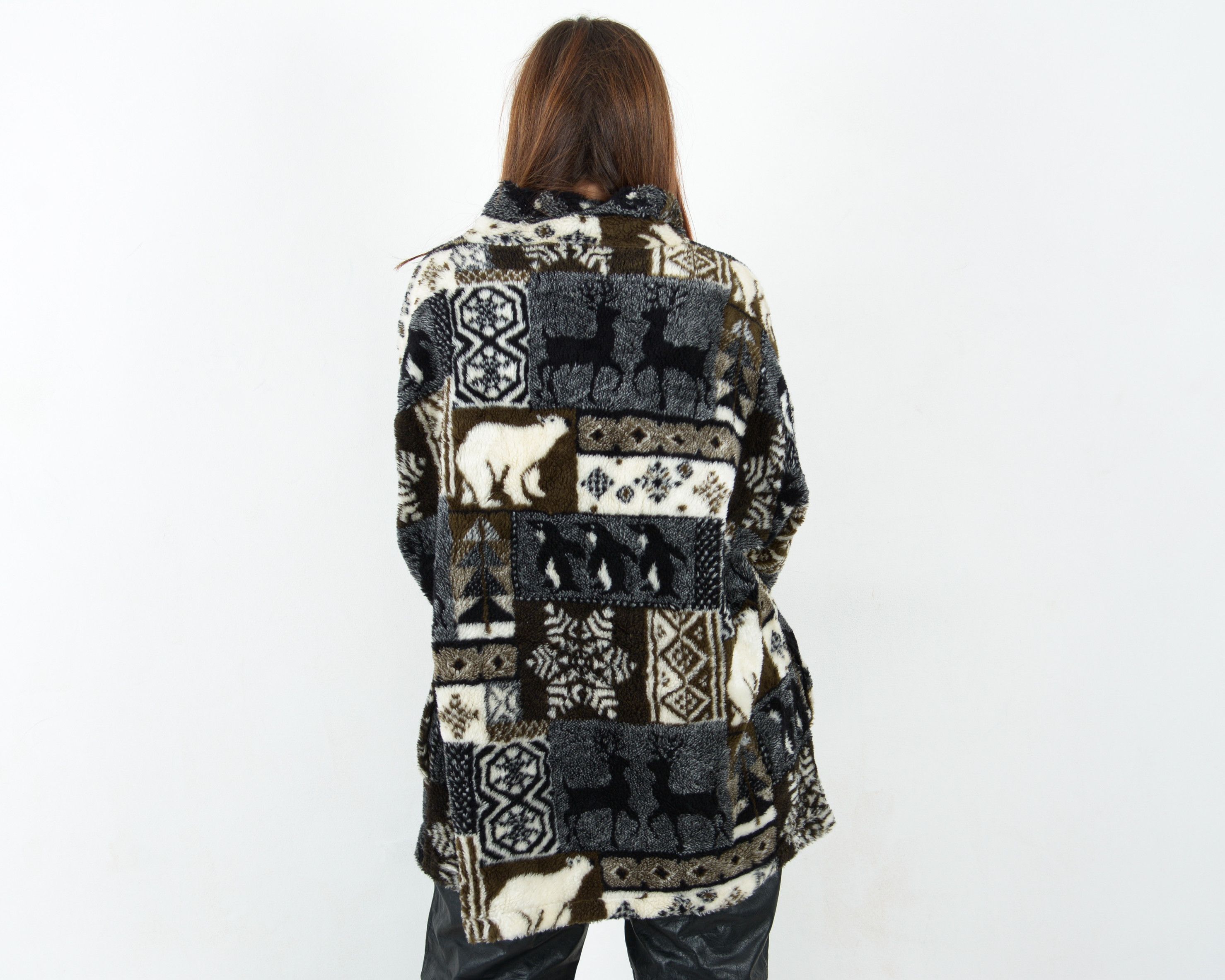 Vintage Women's 2XL Printed Fleece Sport Sherpa Sweatshirt Jumper Size XXL / US 16-18 / IT 52-54 - 3 Thumbnail