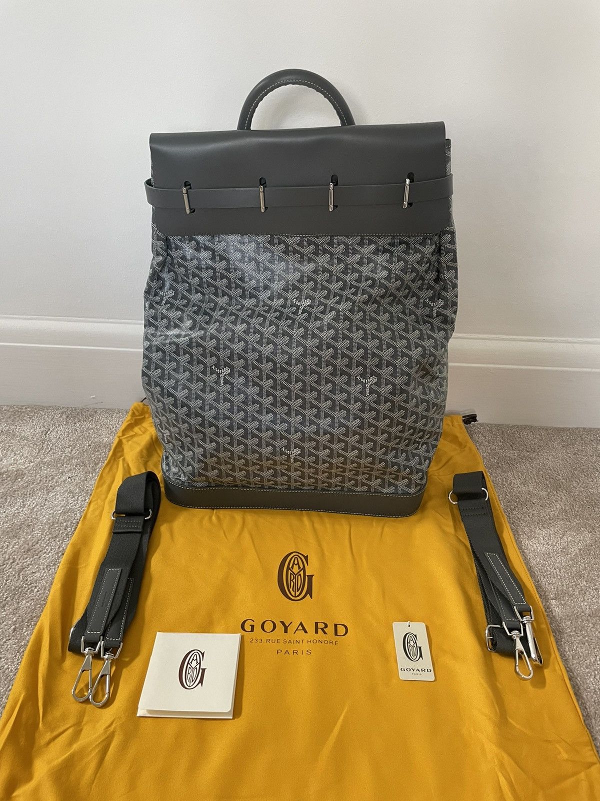 Goyard Steamer PM w/ Strap - Grey Backpacks, Handbags - GOY32692