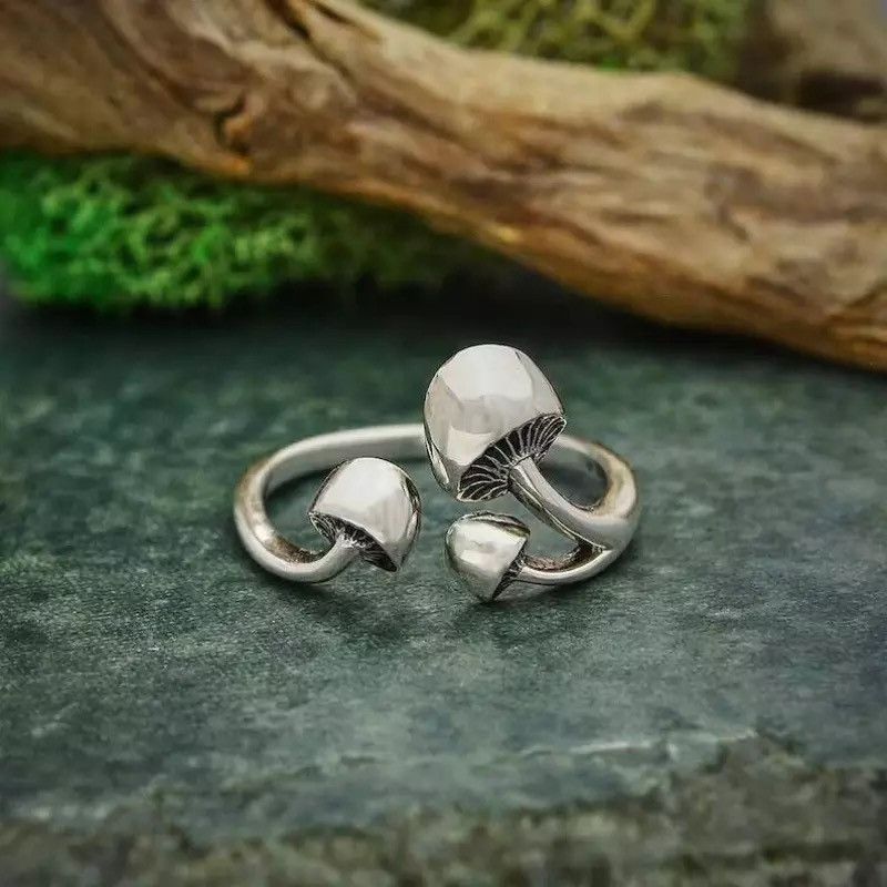 Handmade × Jewelry × Streetwear Mushroom Ring DMT Silver Shroom Punk ...