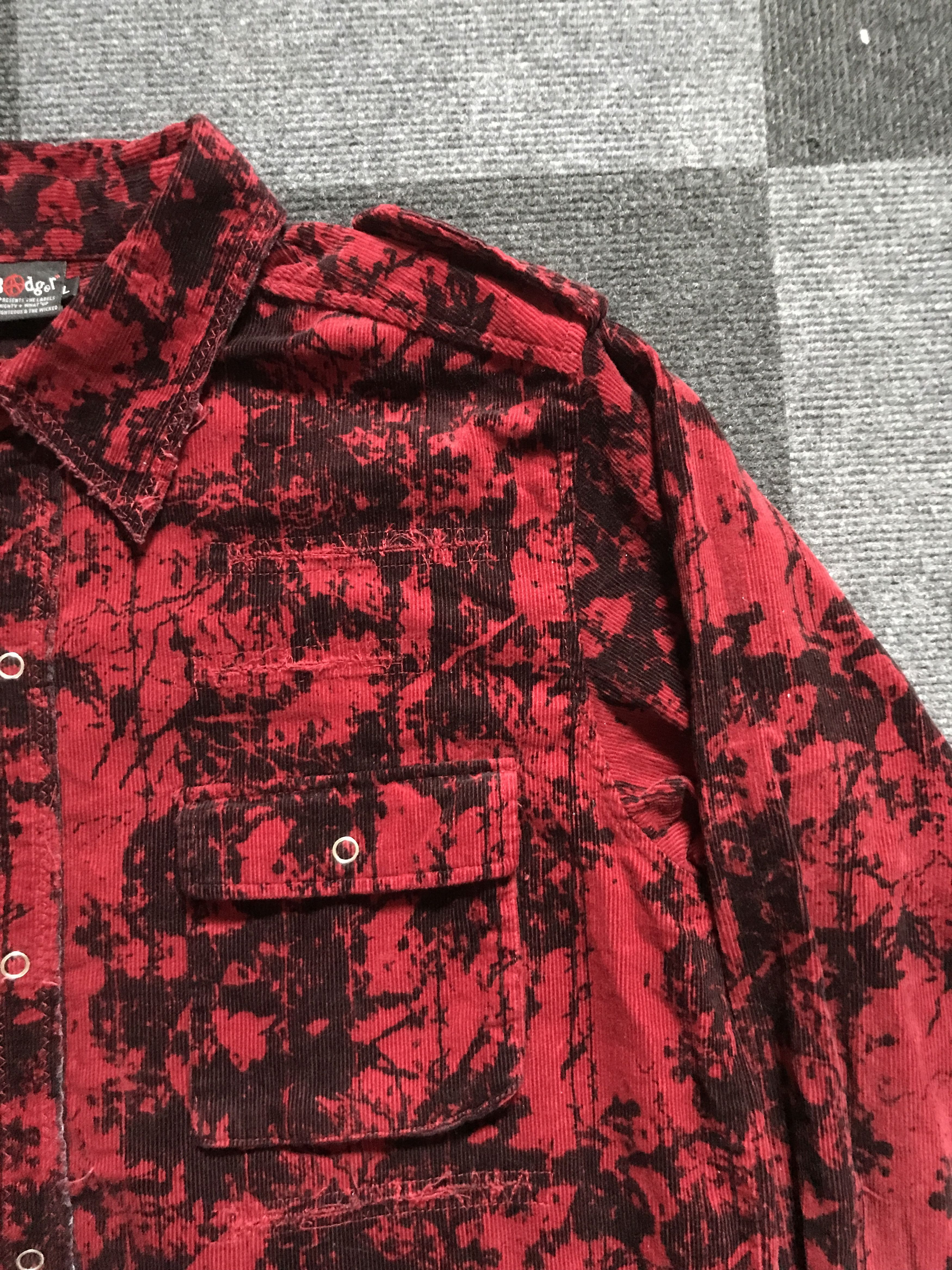 Japanese Brand × Seditionaries BUS8 BADGER Japan Seditionary Distressed Curduroy Punk Shirt Size US L / EU 52-54 / 3 - 5 Thumbnail