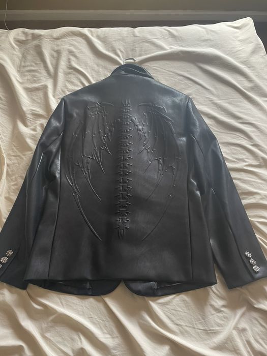 Streetwear Menace skeletal embossed leather jacket Grailed