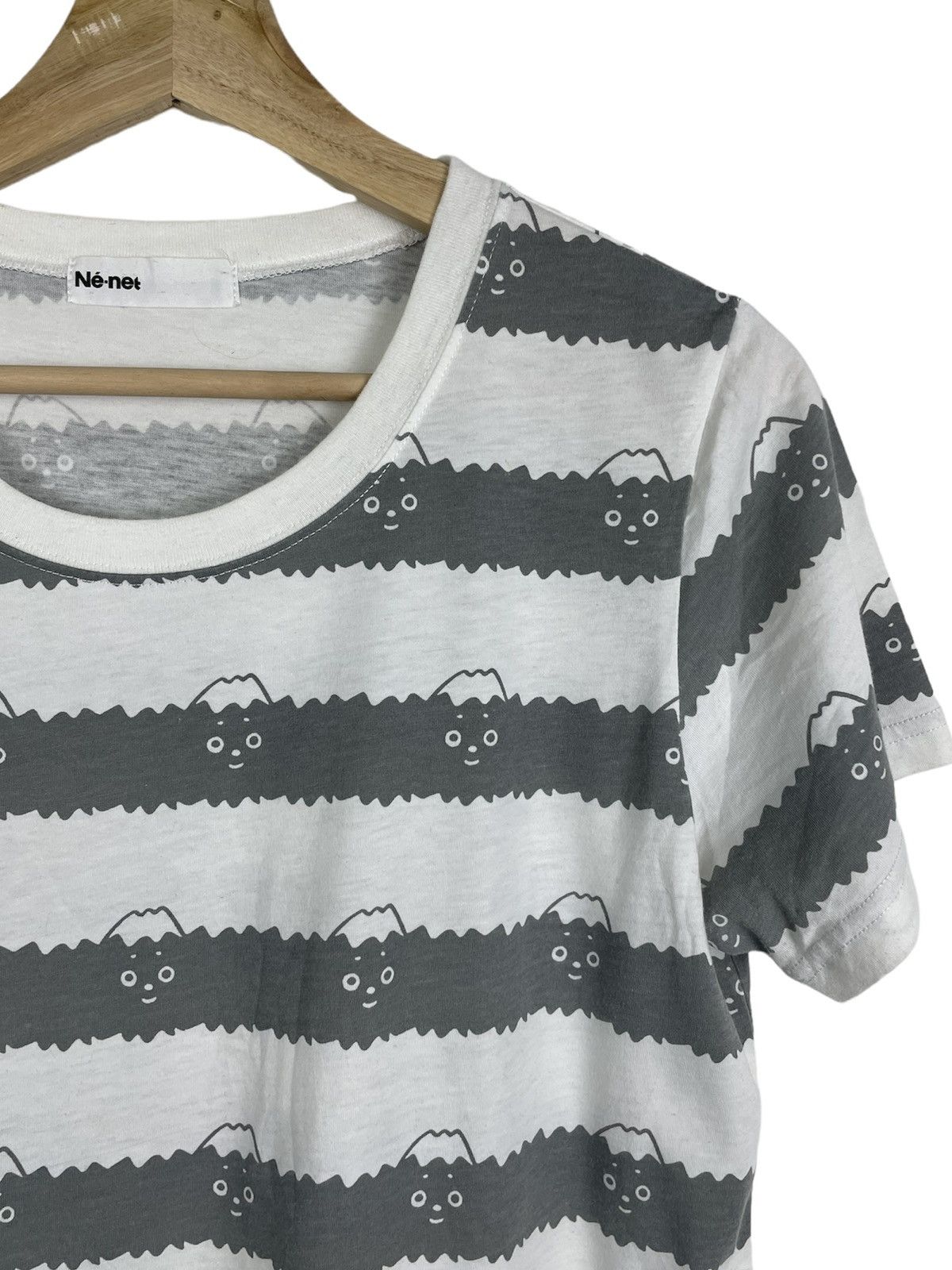 Issey Miyake × Ne-Net Ne-net Japan Mt. Fuji Face Tee | Quirky Graphic Stripes Size S / US 4 / IT 40 - 3 Thumbnail